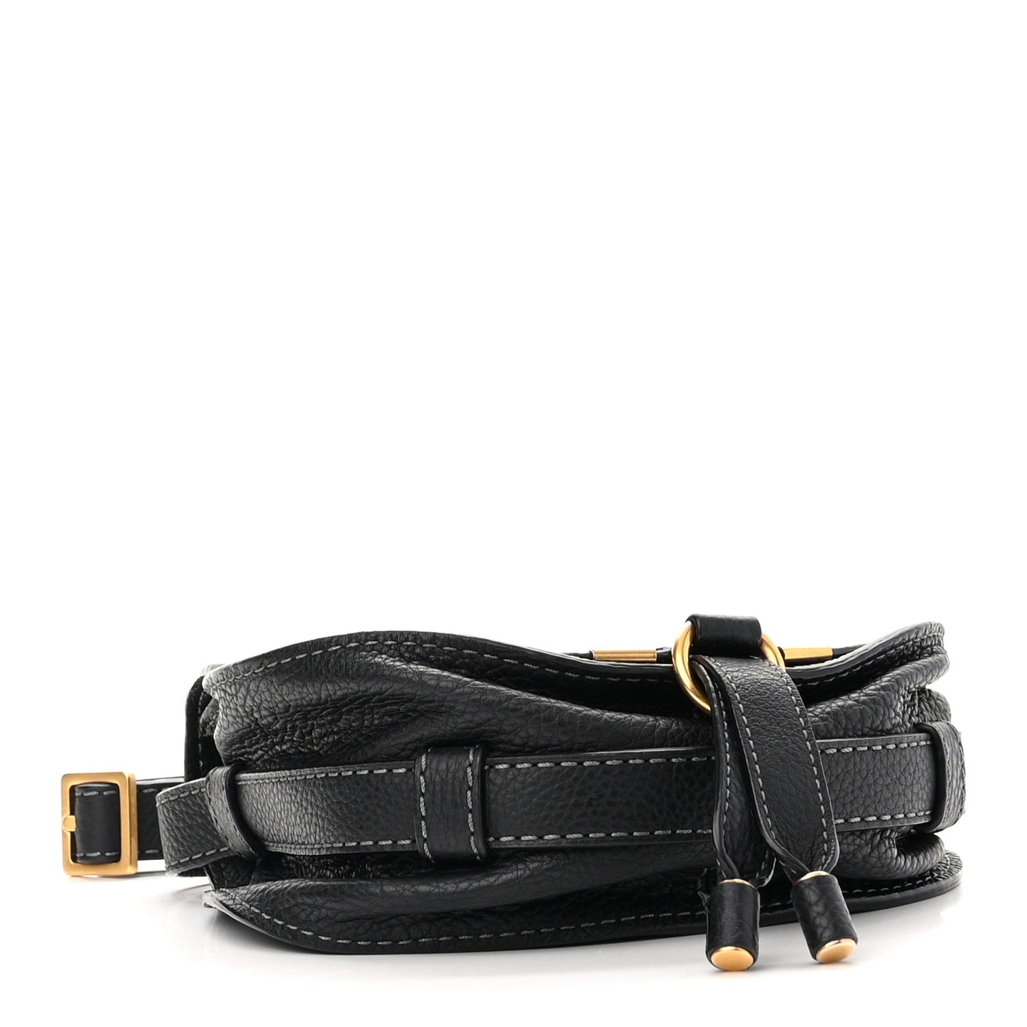 Calfskin Mini Marcie Round Crossbody Bag Black