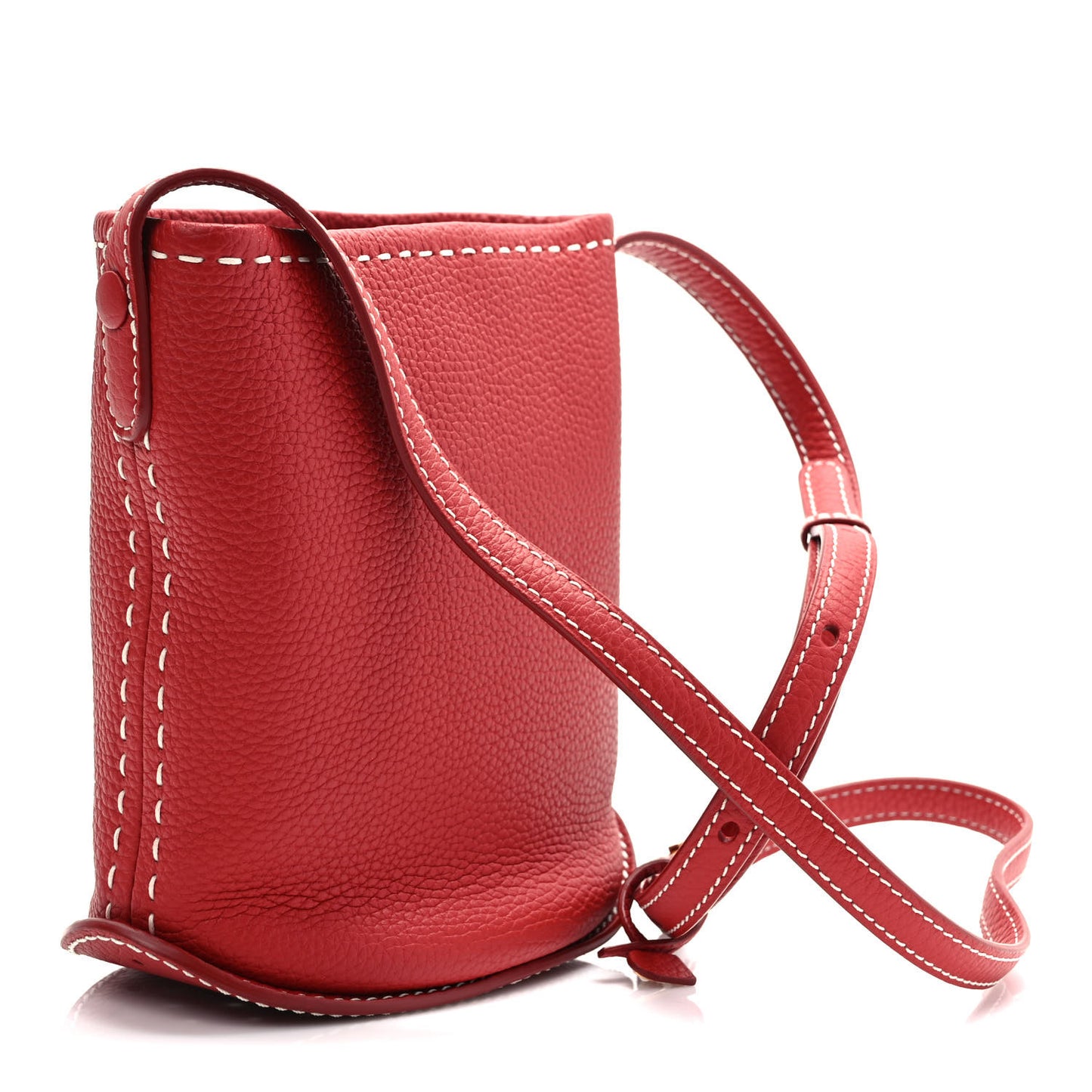 Taurillon Soft Mini Pin Surpique Bucket Scarlet Red