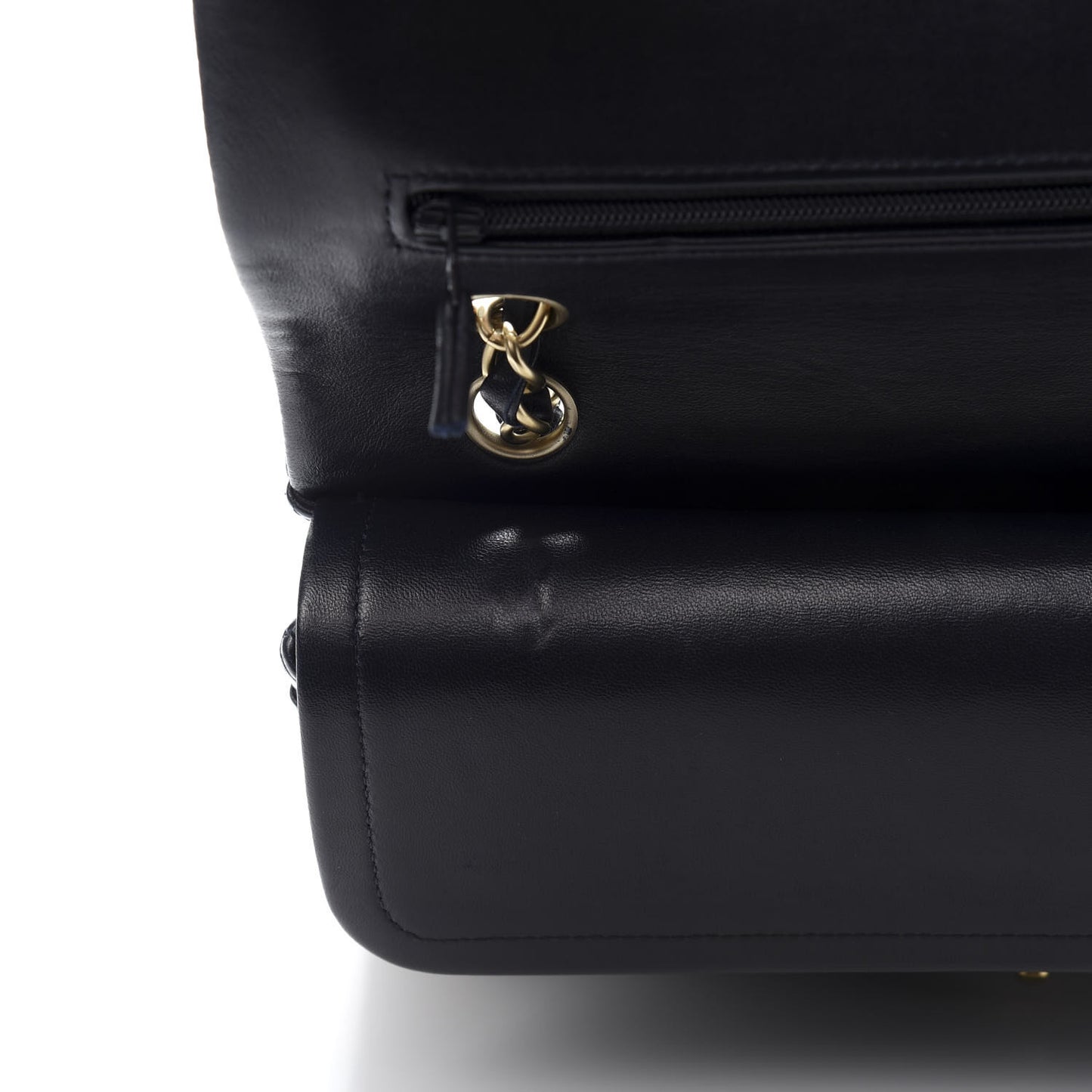 Lambskin Quilted Medium Double Flap Navy