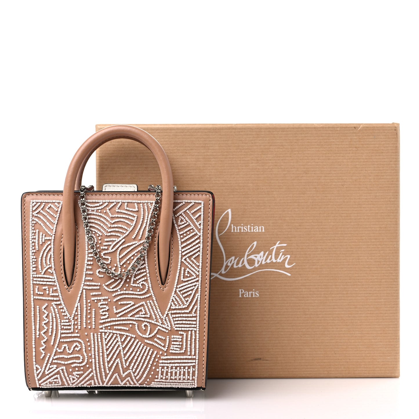 Calfskin Beaded Africamana Nano Paloma Nude