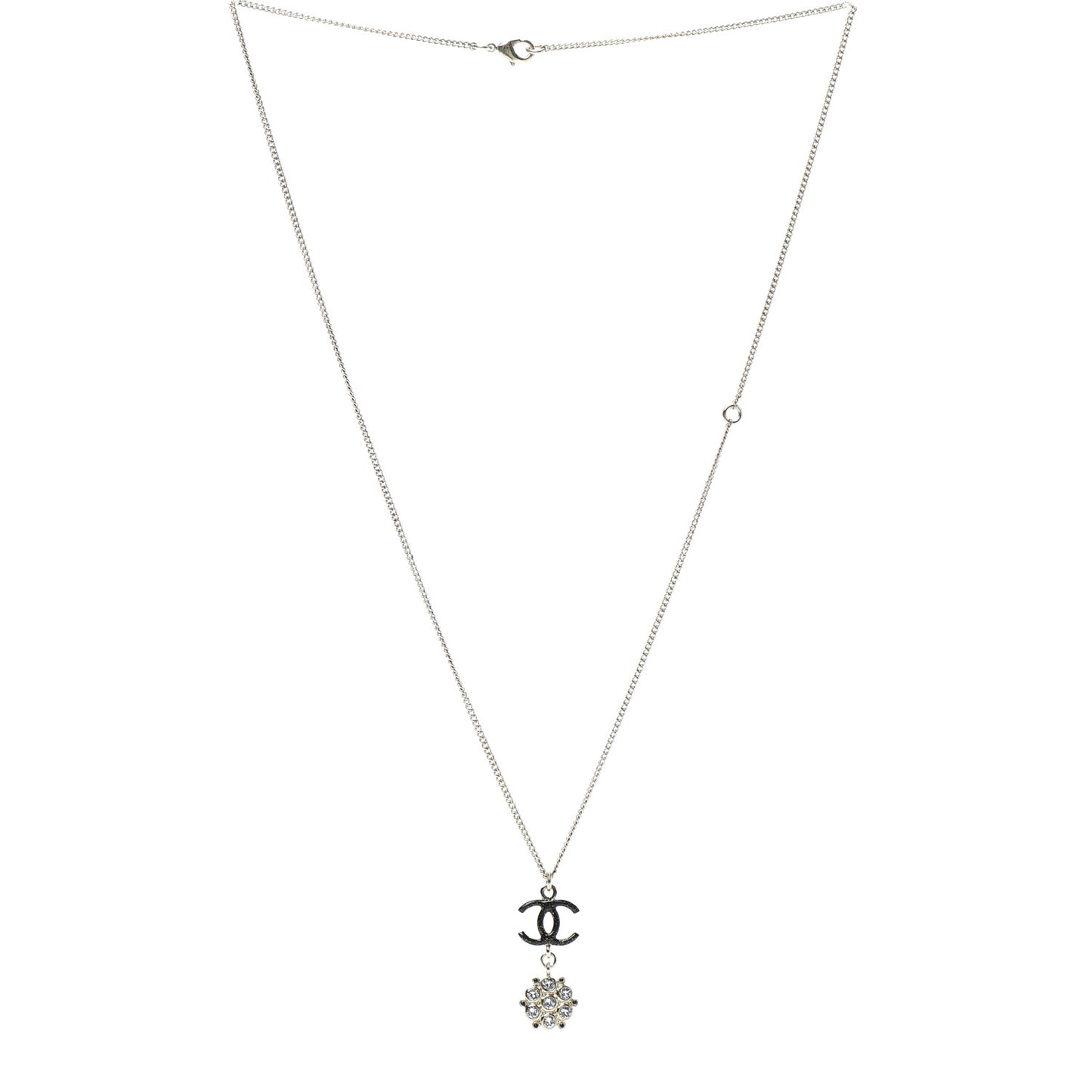 Crystal Enamel CC Pendant Necklace Gold