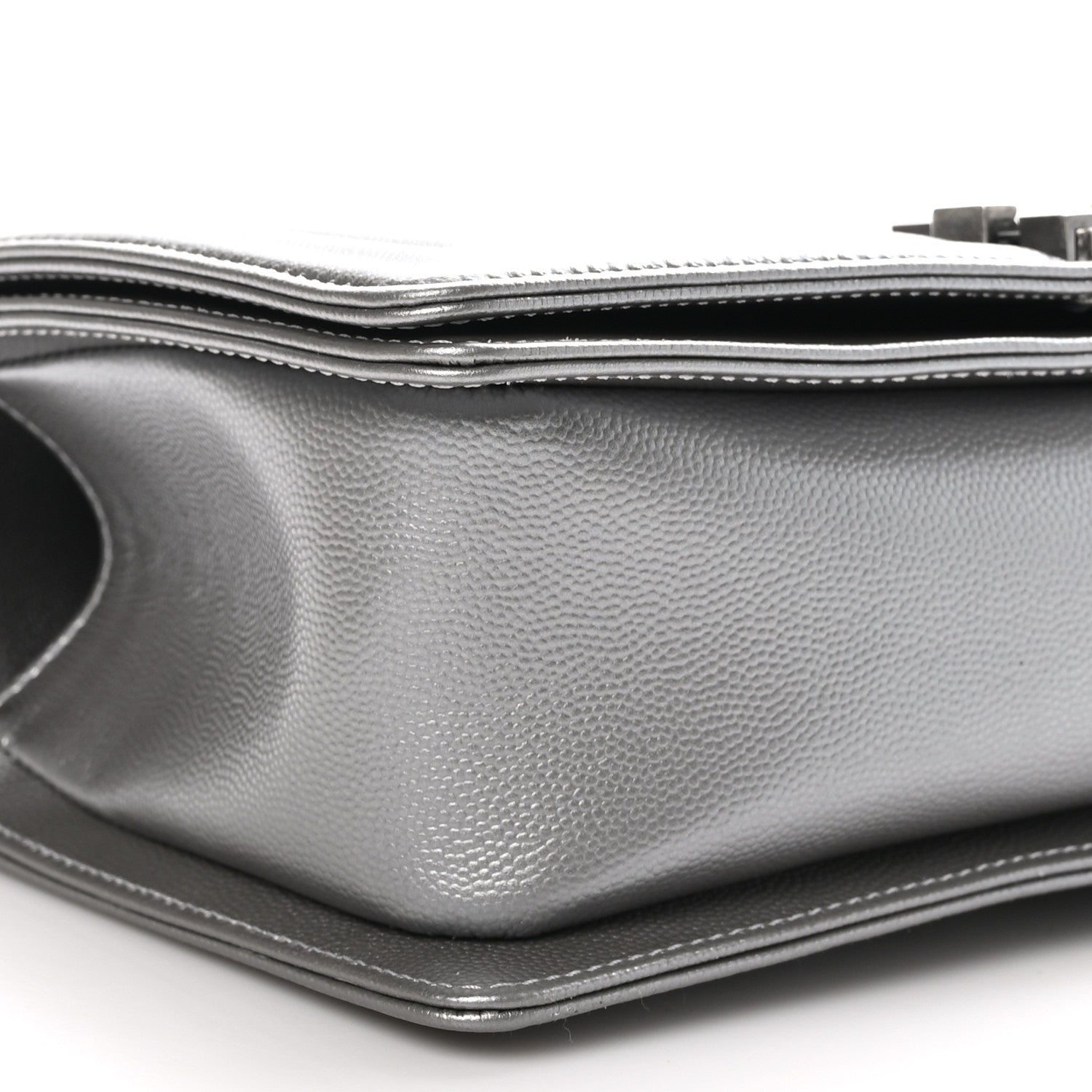 Chanel Metallic Caviar Quilted Medium Boy Flap Silver 9 of 11
