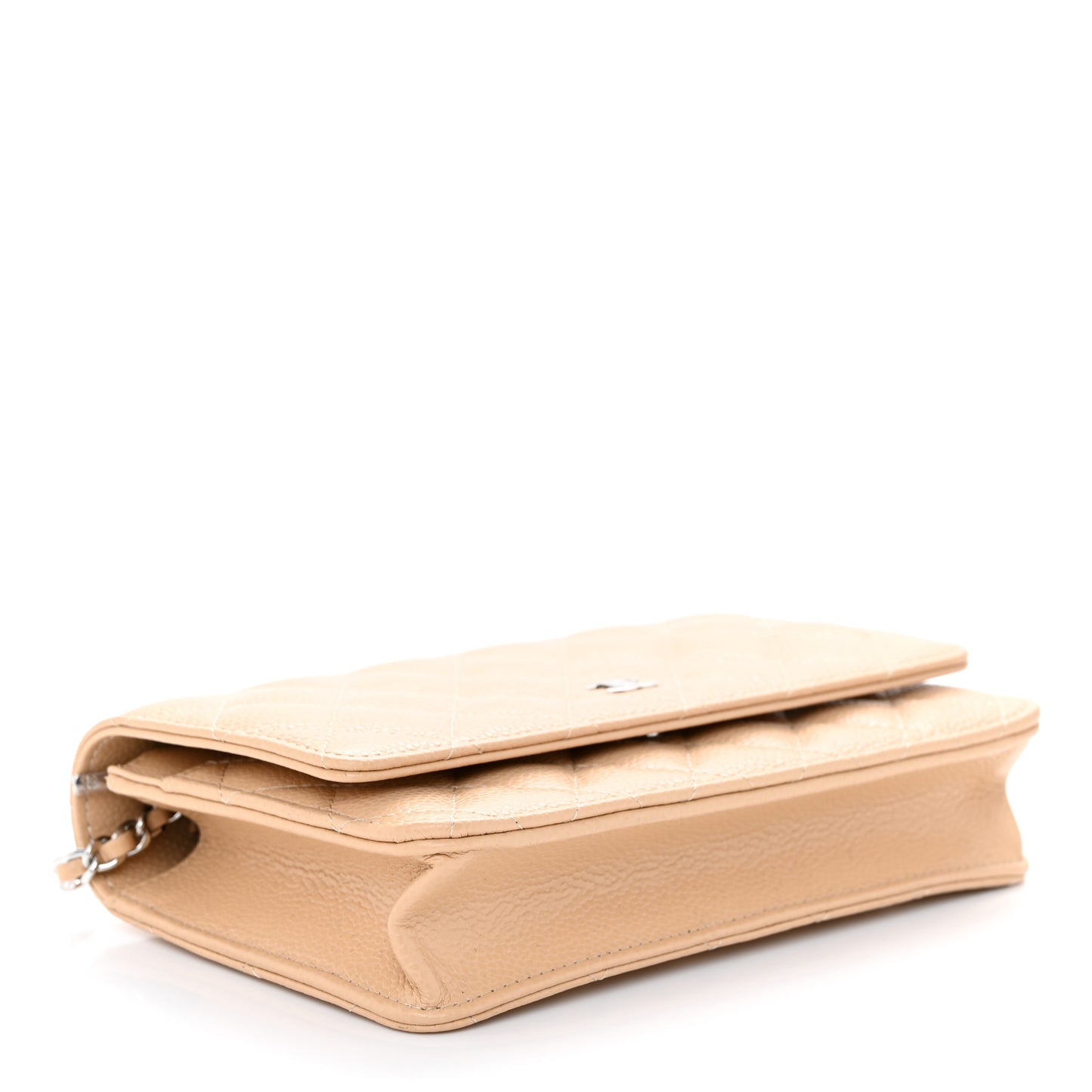 Caviar Quilted Wallet on Chain WOC Beige
