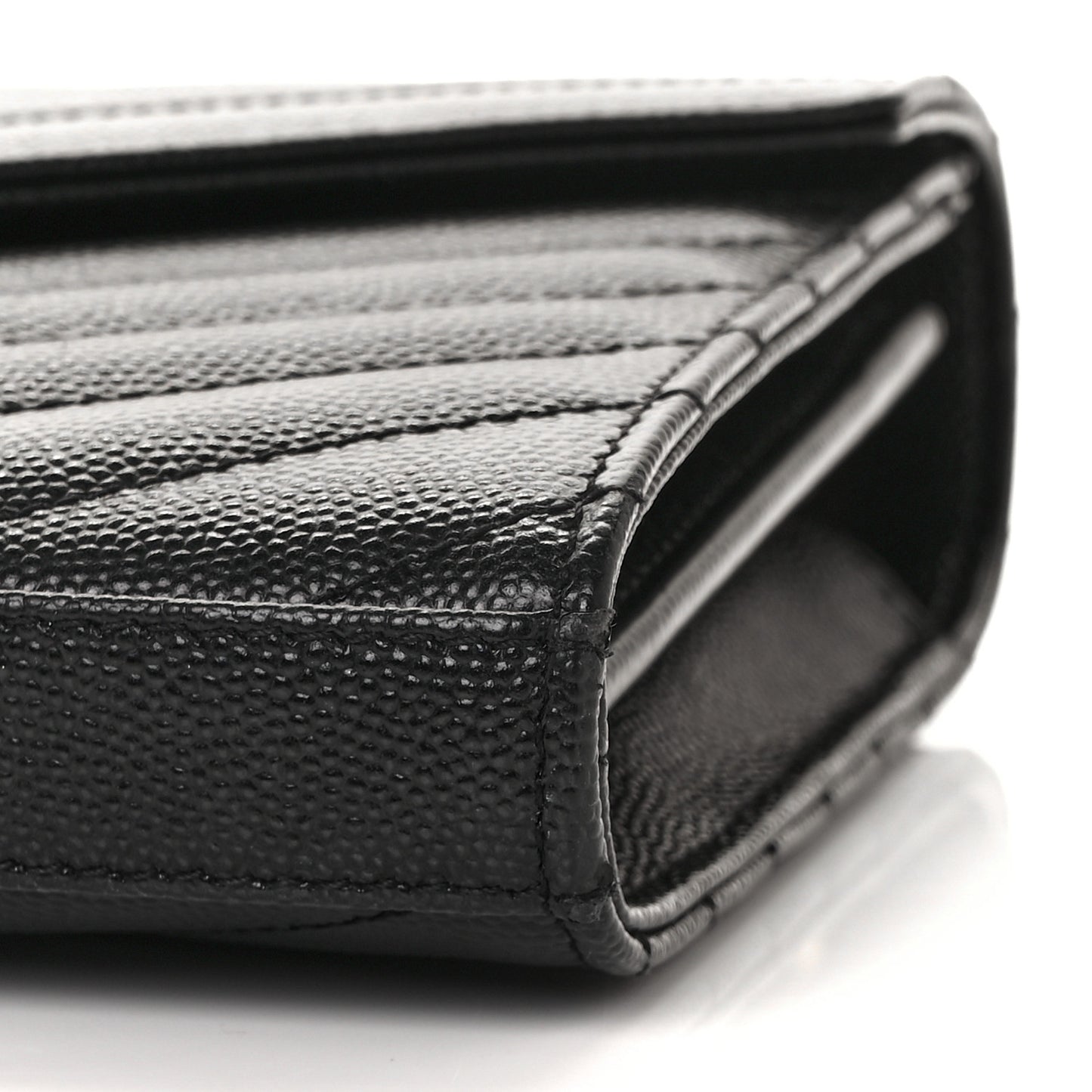 Grain De Poudre Matelasse Chevron Monogram Chain Wallet Black