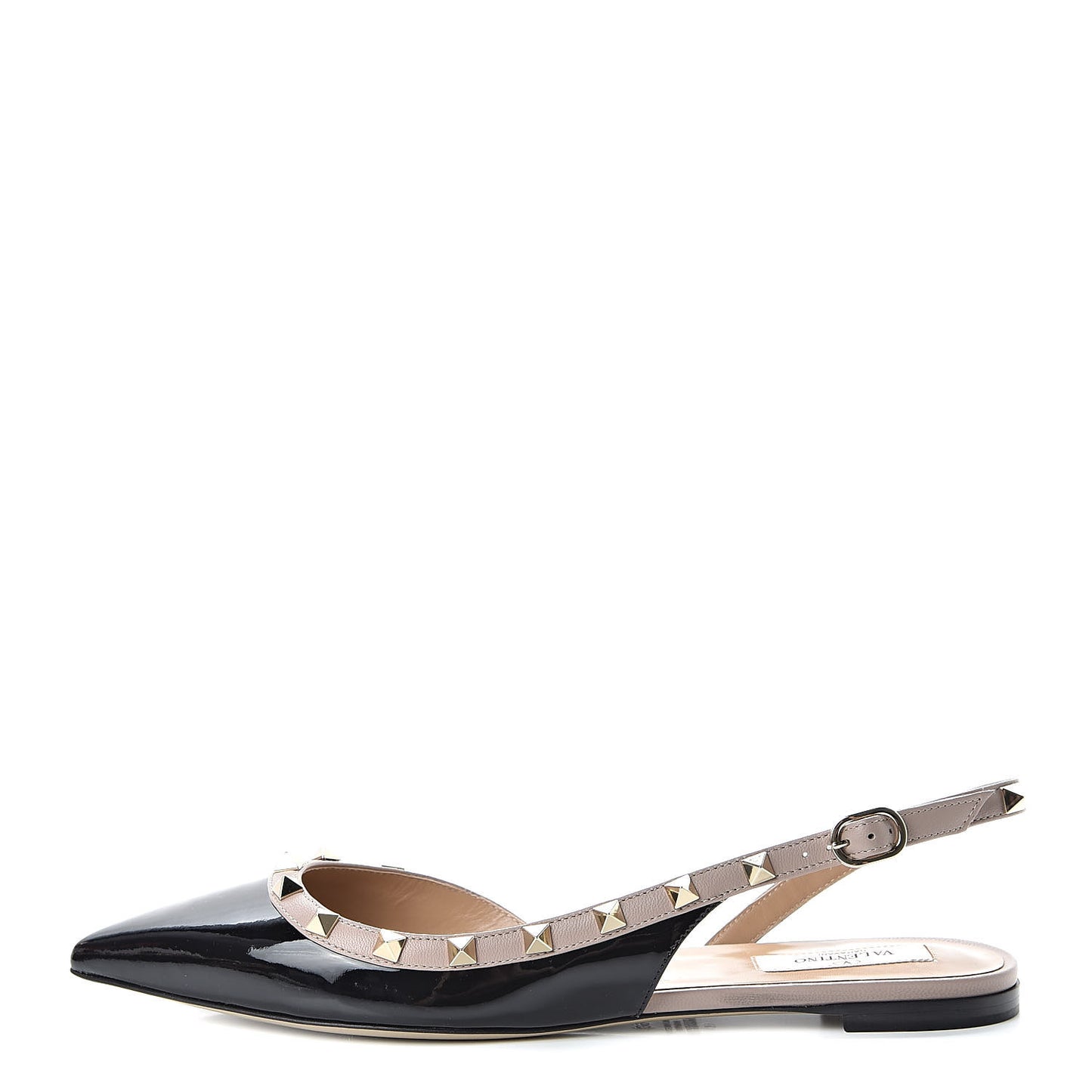 Patent Rockstud Slingback Flats 39 Black Poudre