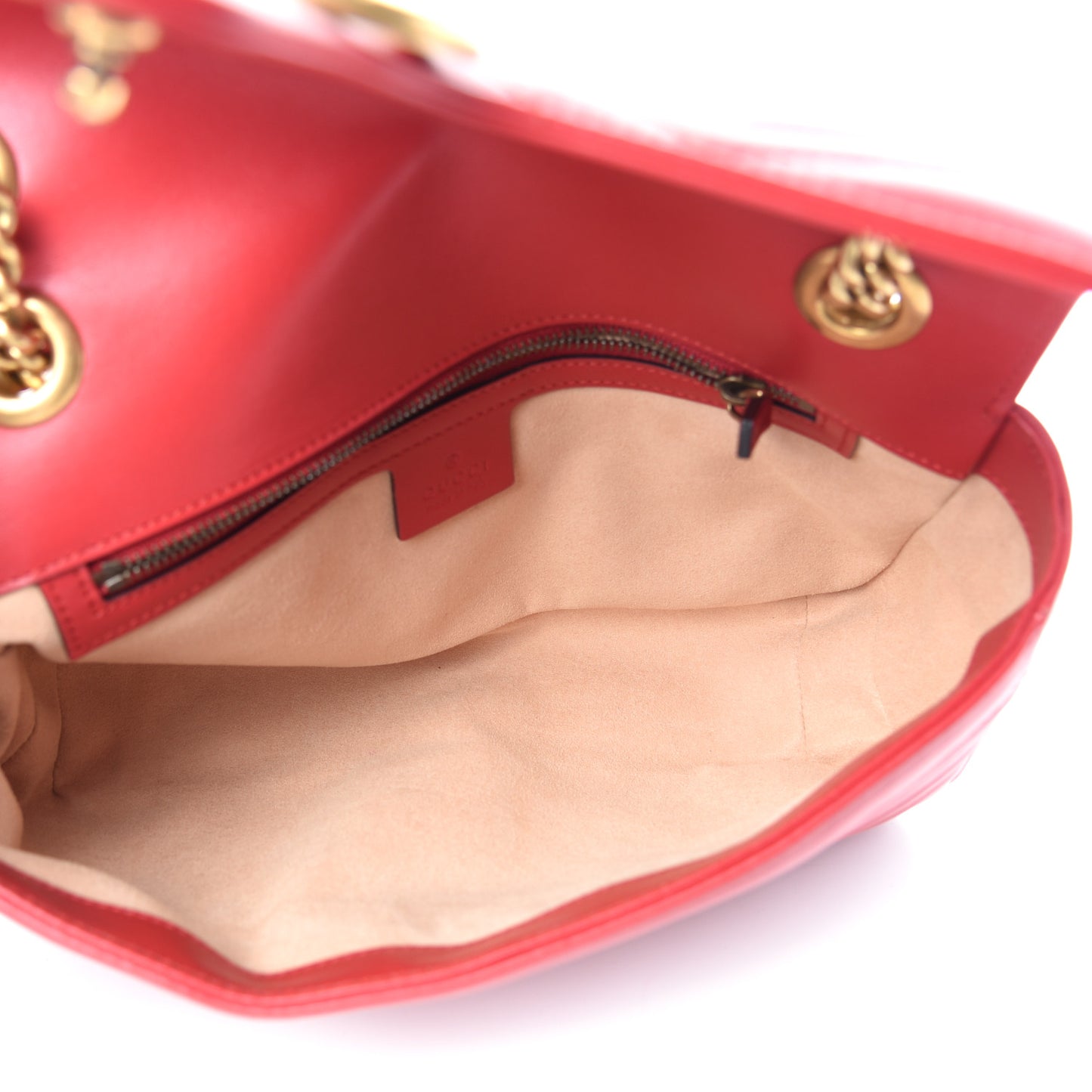 Calfskin Matelasse Small GG Marmont Shoulder Bag Hibiscus Red