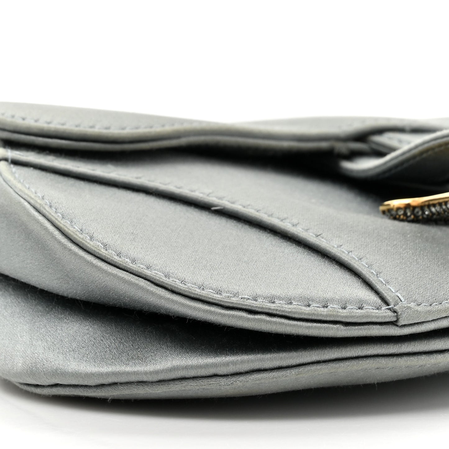 Satin Crystal Mini Saddle Bag Blue Gray