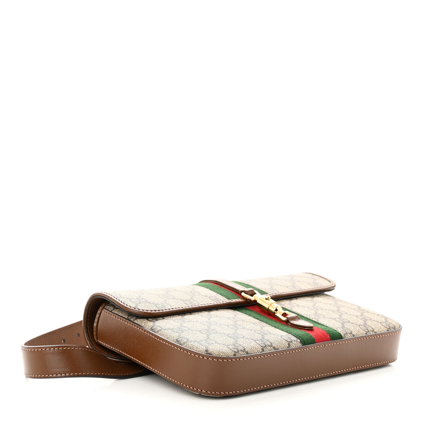 GG Supreme Monogram Azalea Calfskin Web Jackie 1961 Belt Bag 90 36 Beige Ebony Brown Sugar