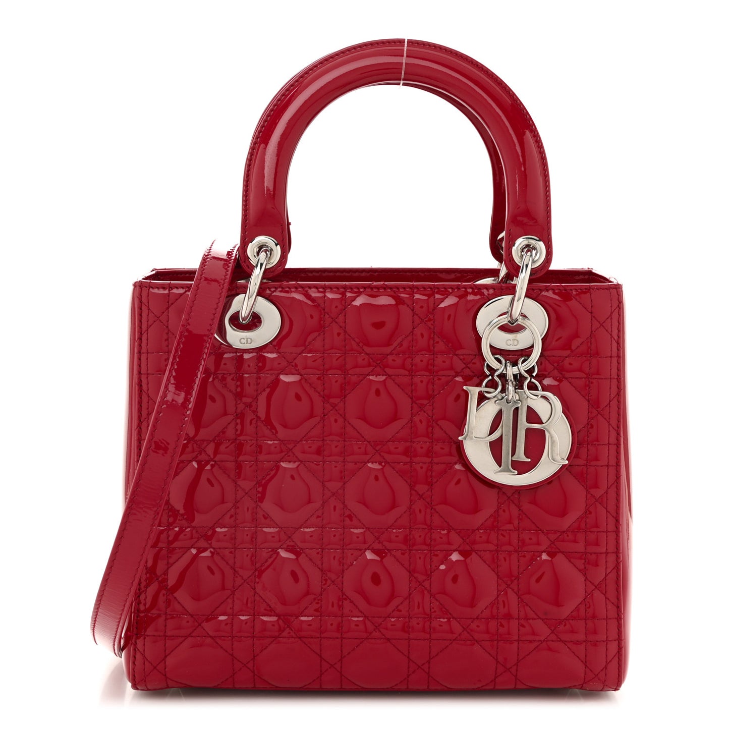 Patent Cannage Medium Lady Dior Red