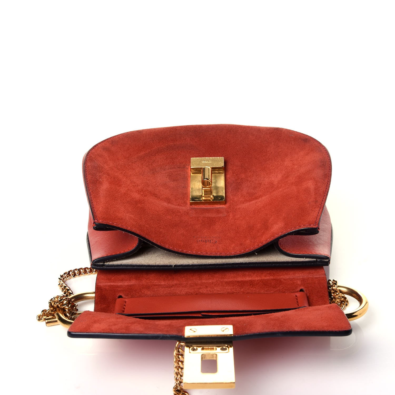 Chloe Lambskin Suede Calfskin Mini Drew Shoulder Bag Poppy 12 of 13