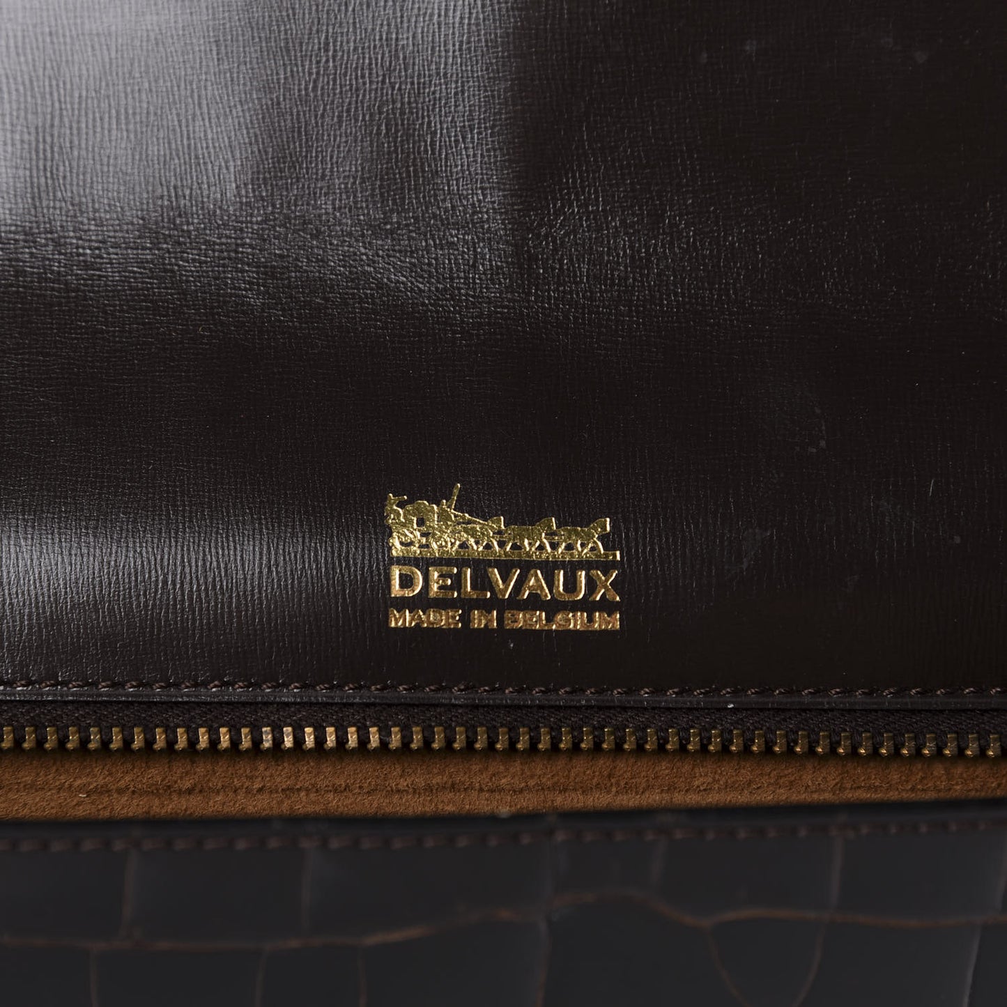 Crocodile Envelope Clutch Brown