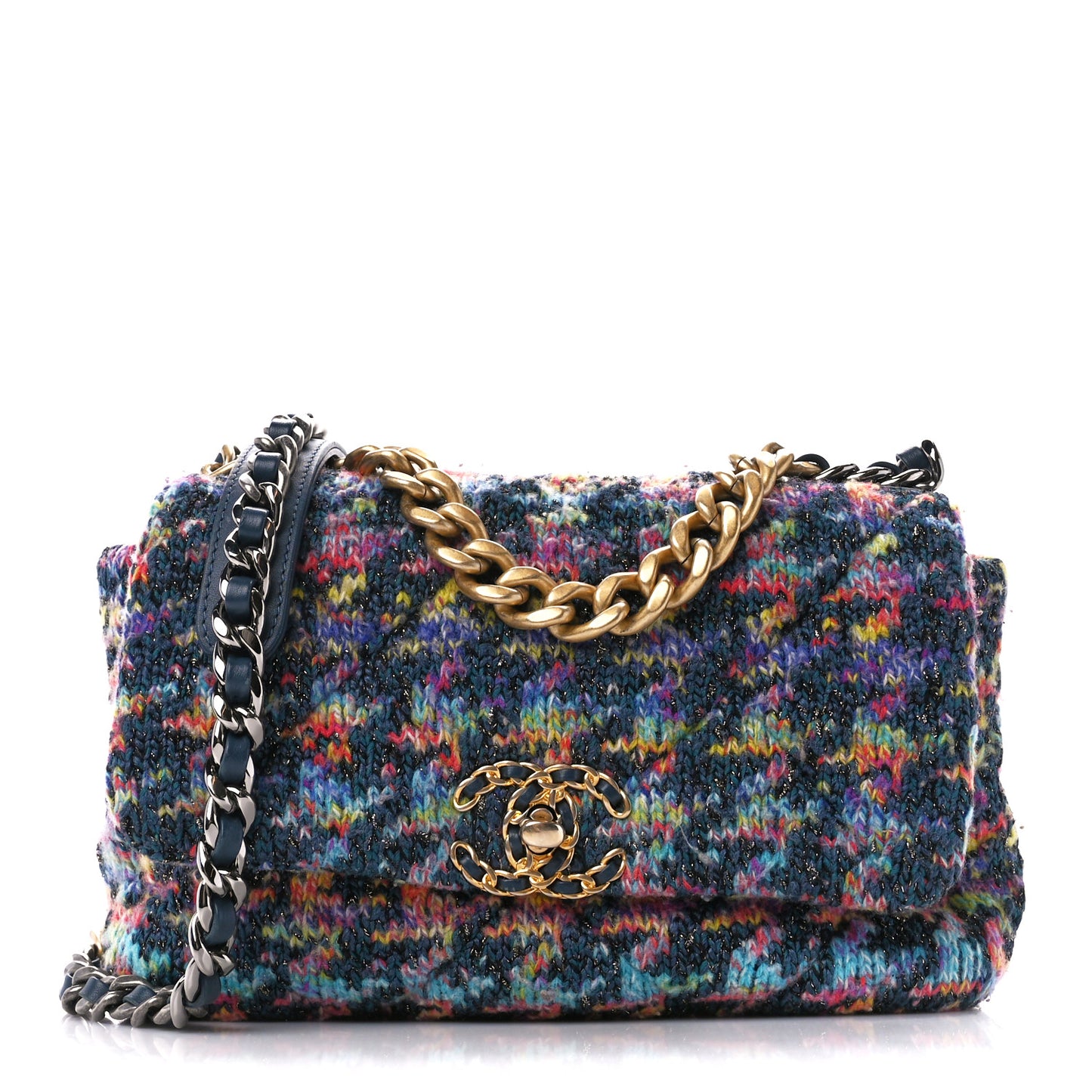 Tweed Quilted Medium Chanel 19 Flap Dark Multicolor