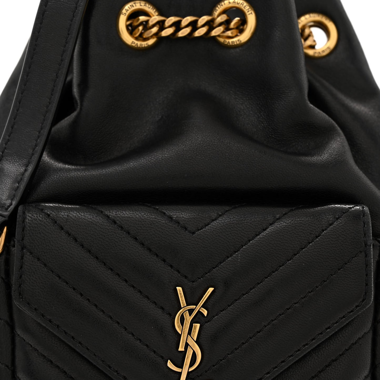 Lambskin Matelasse Monogram Joe Nano Bucket Bag Black