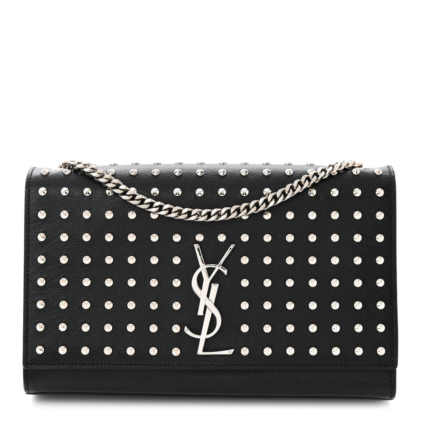 Grain De Poudre Studded Medium Monogram Kate Satchel Black