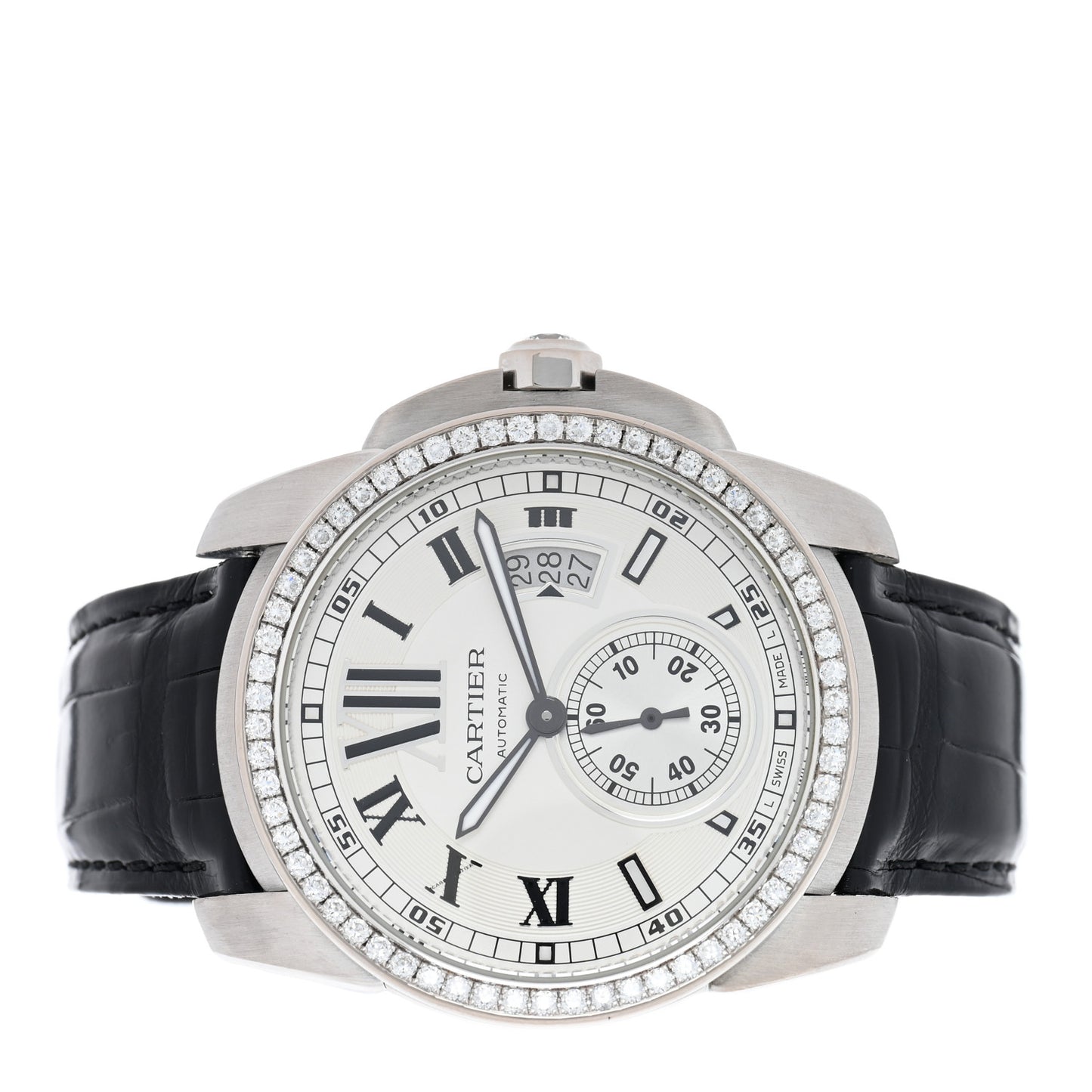 18K White Gold Alligator Diamond Bezel 42mm Calibre de Cartier Automatic Watch