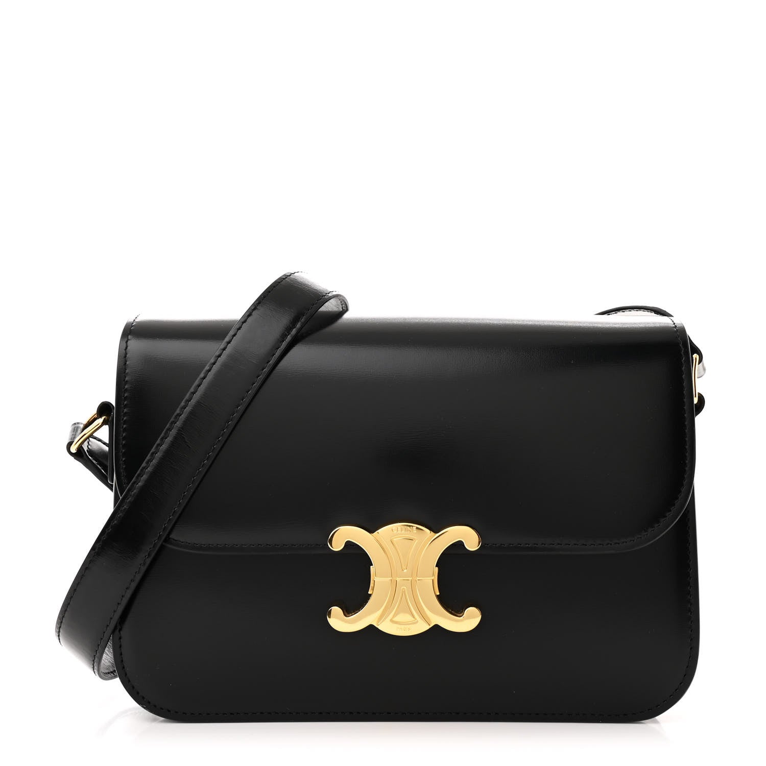 Celine Shiny Calfskin Medium Triomphe Black 1 of 11