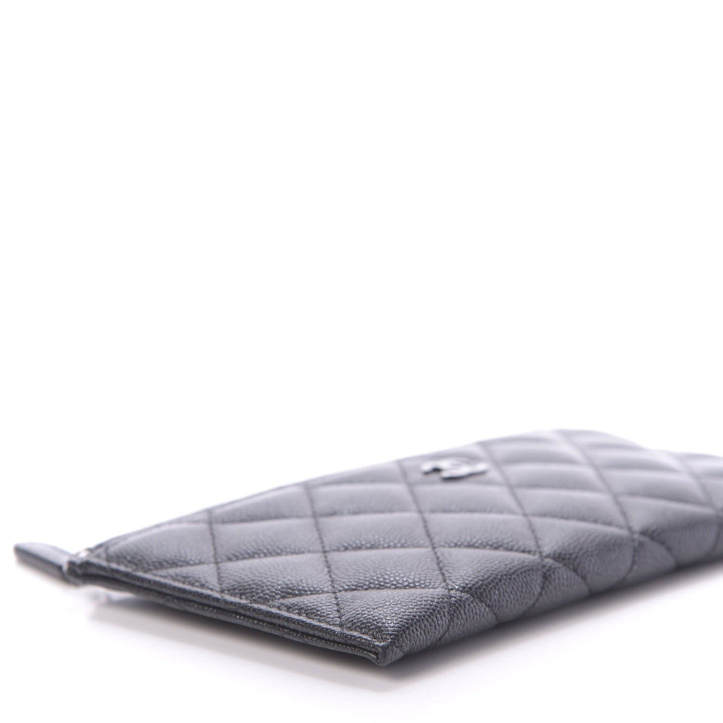 Iridescent Caviar Quilted Classic Zip Pouch Black