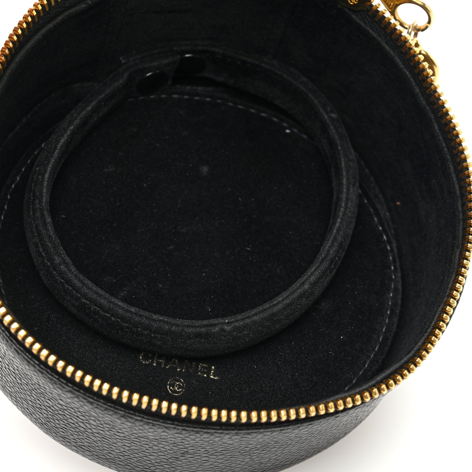 Chanel Caviar Round Jewelry Travel Case Black 5 of 7