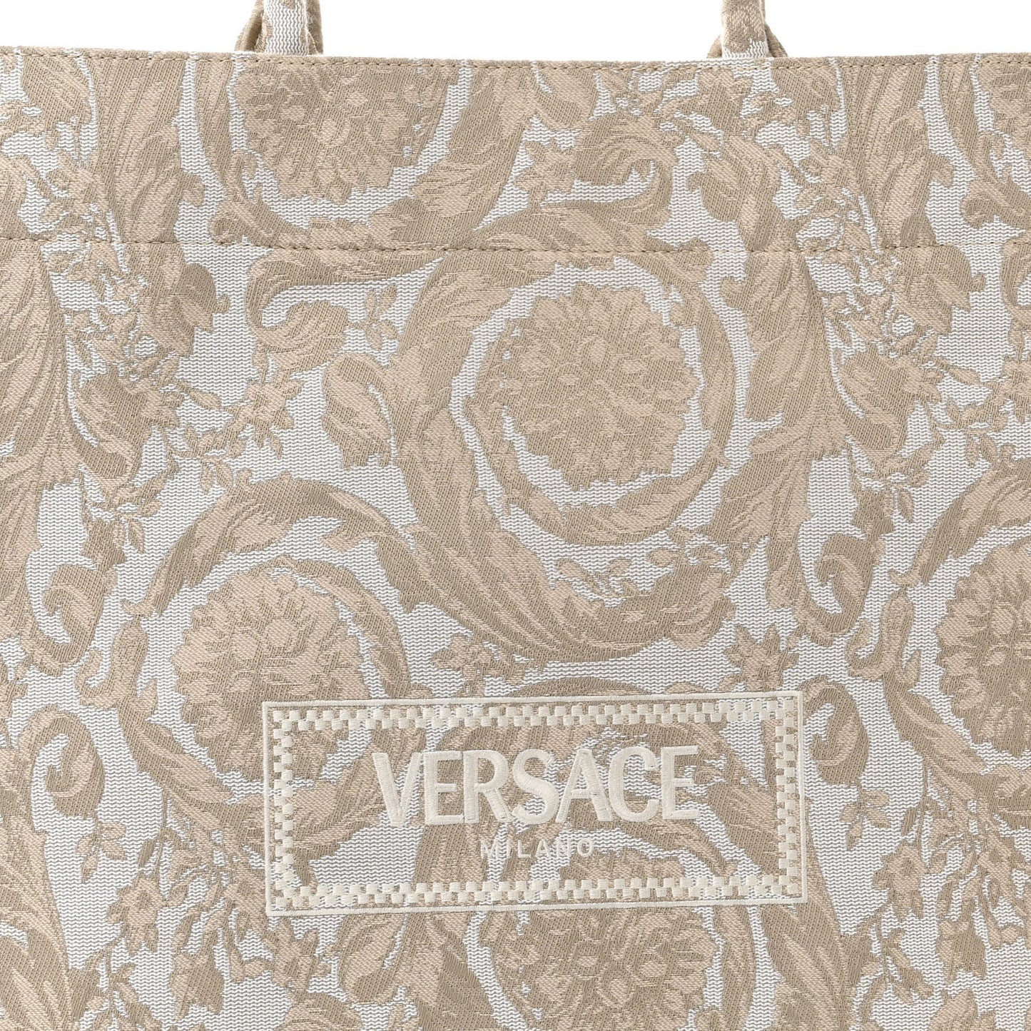 Jacquard Barocco Print Large Athena Tote Beige