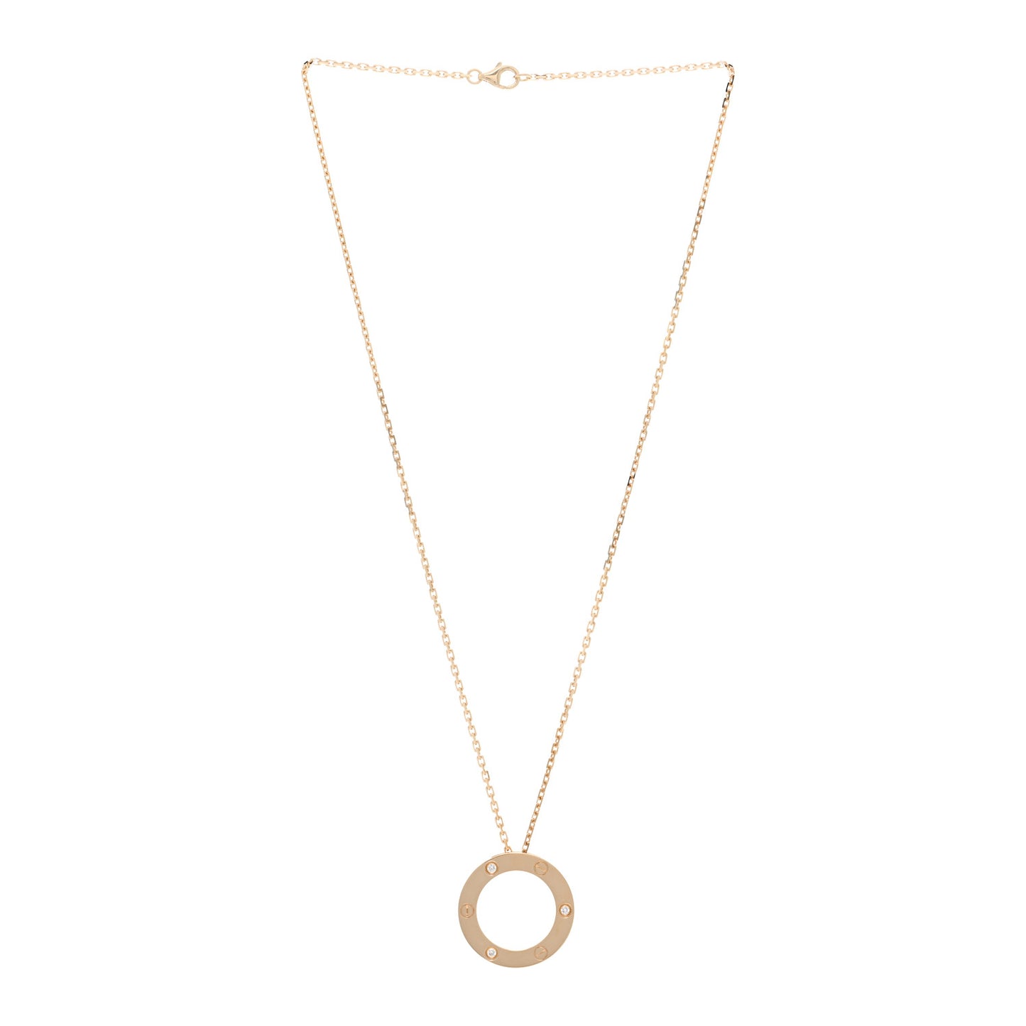 18K Yellow Gold 3 Diamonds LOVE Pendant Necklace