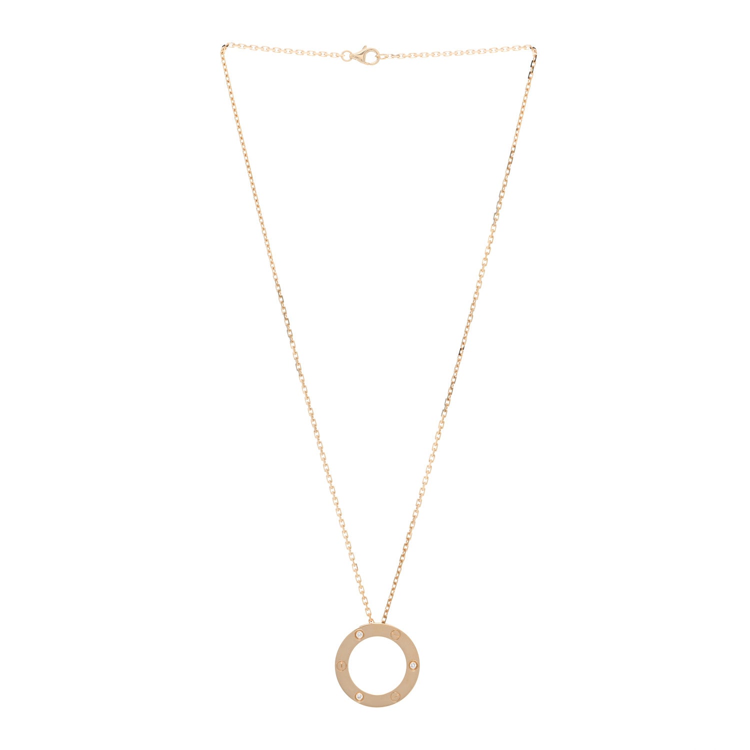 Cartier 18K Yellow Gold 3 Diamonds LOVE Pendant Necklace 3 of 5