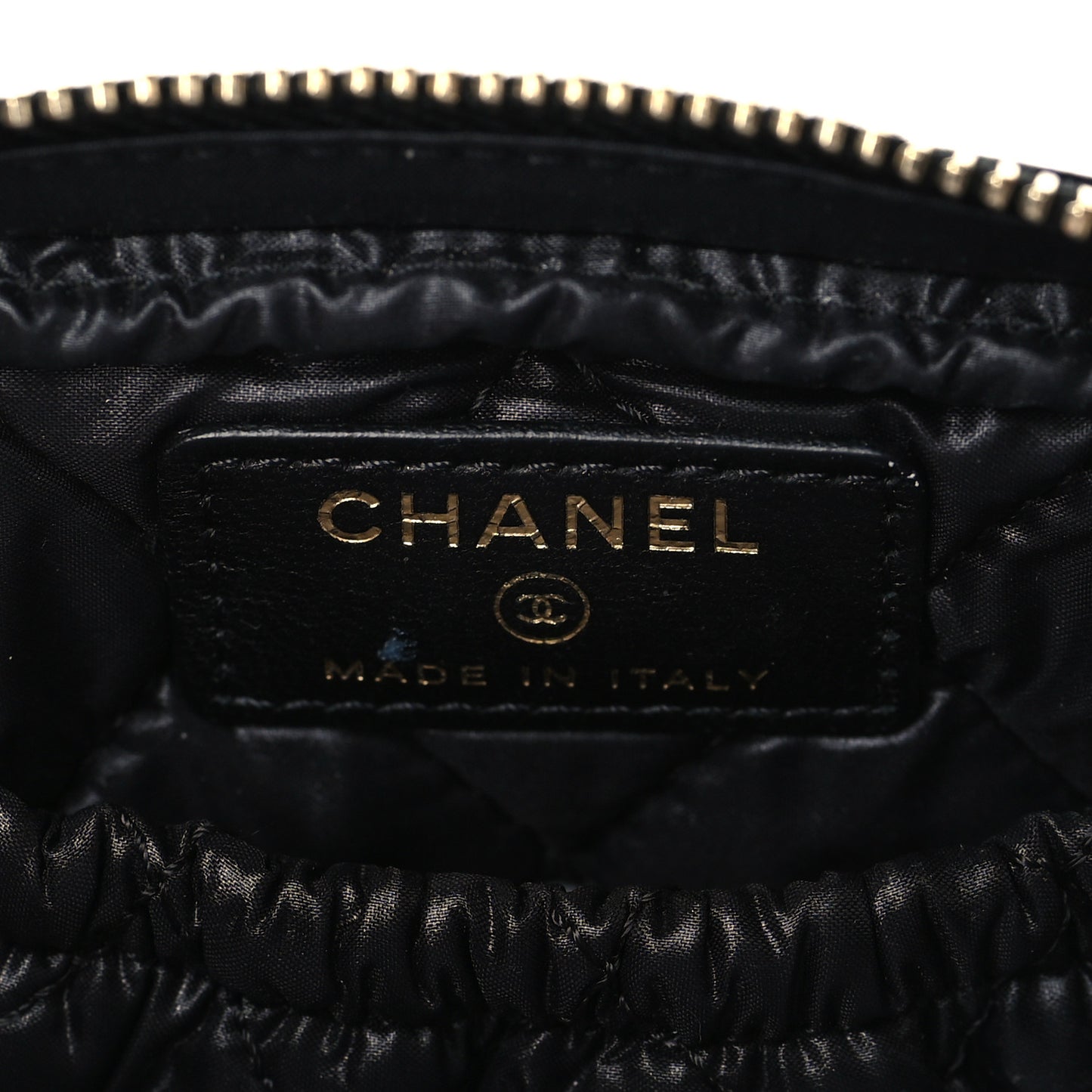 Lambskin Quilted Small Curvy Pouch Cosmetic Case Black