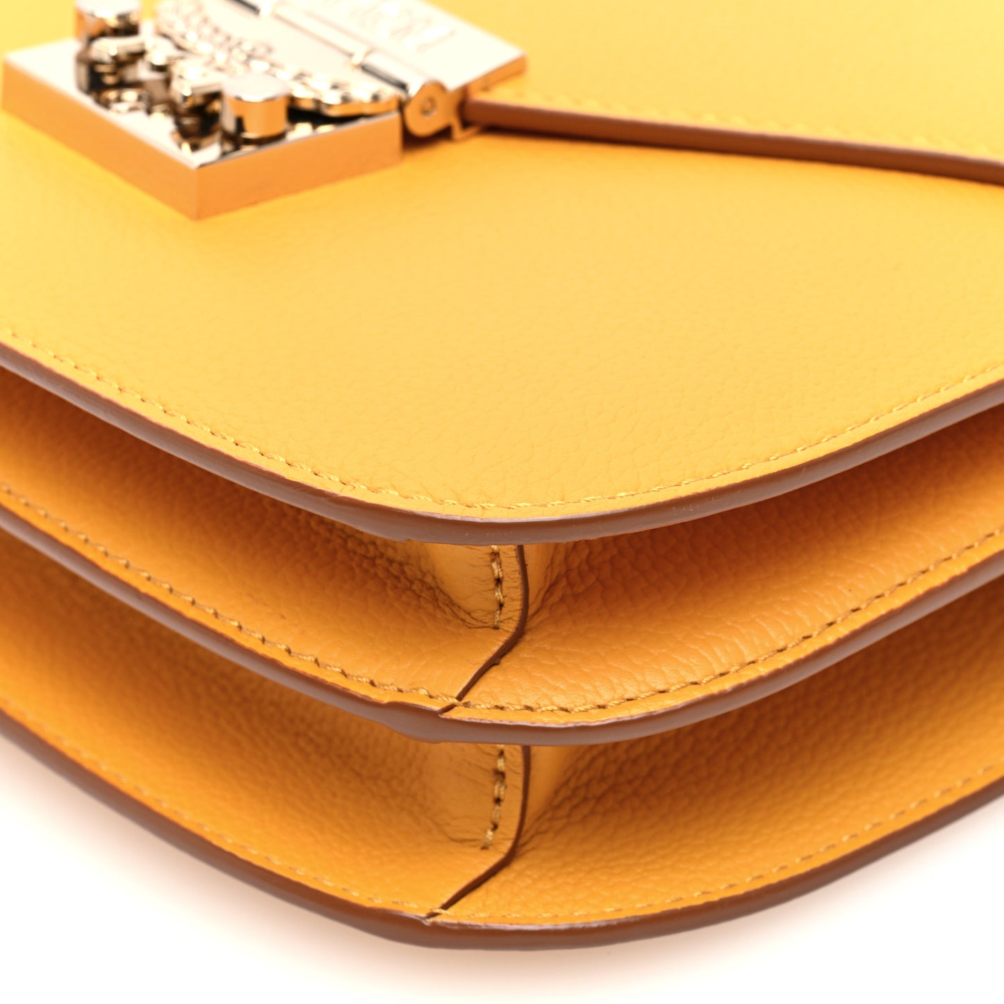 Grained Calfskin Patricia Park Avenue Crossbody Bag Golden Mango