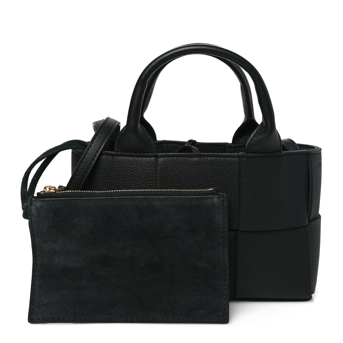 Grained Calfskin Intrecciato Candy Arco Tote Black