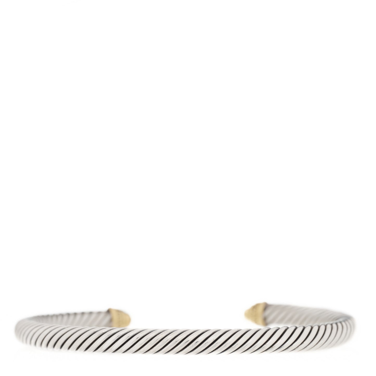 Sterling Silver 18K Yellow Gold Diamond 5mm Cable Classics Bracelet
