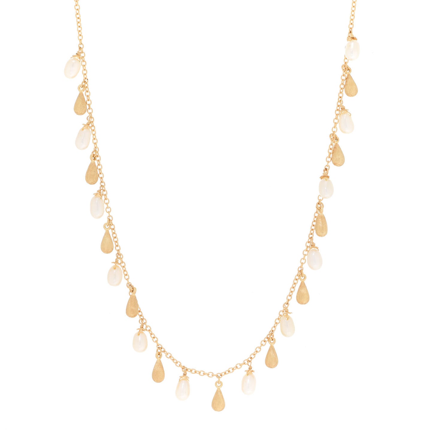 18K Yellow Gold Pearl Teardrop Necklace