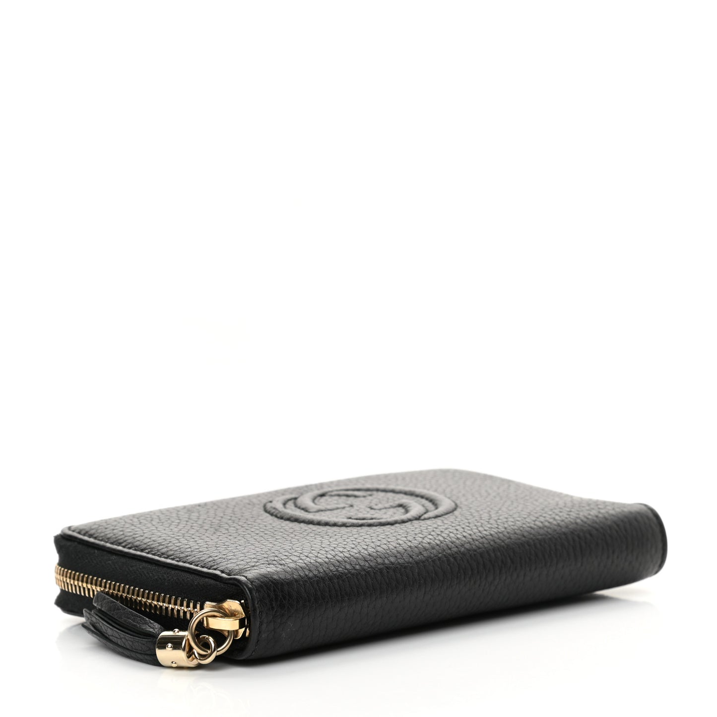 Pebbled Calfskin Medium Soho Zip Around Wallet Black