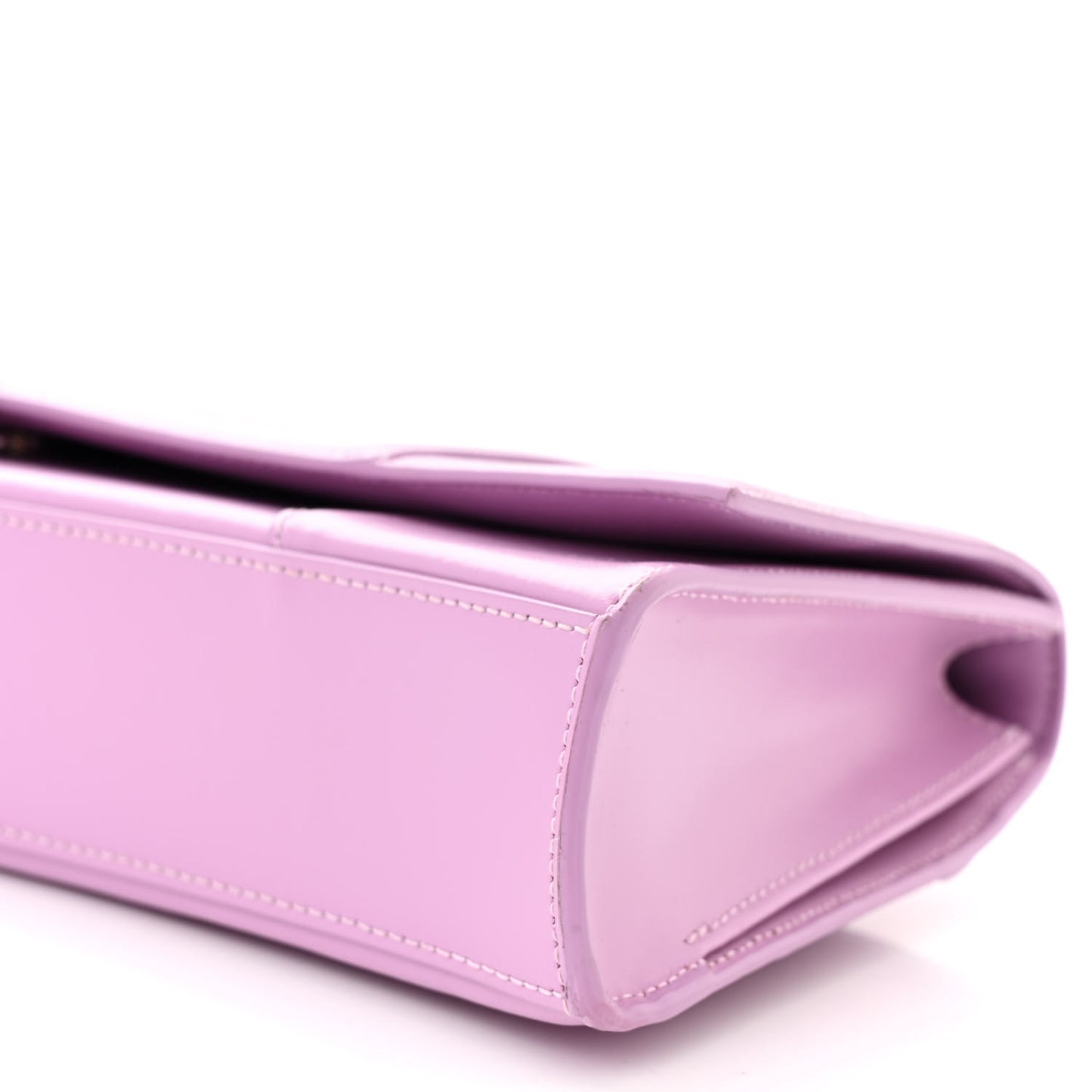 Shiny Box Calfskin Tonal B Hourglass Stretch Top Handle Bag Lilac