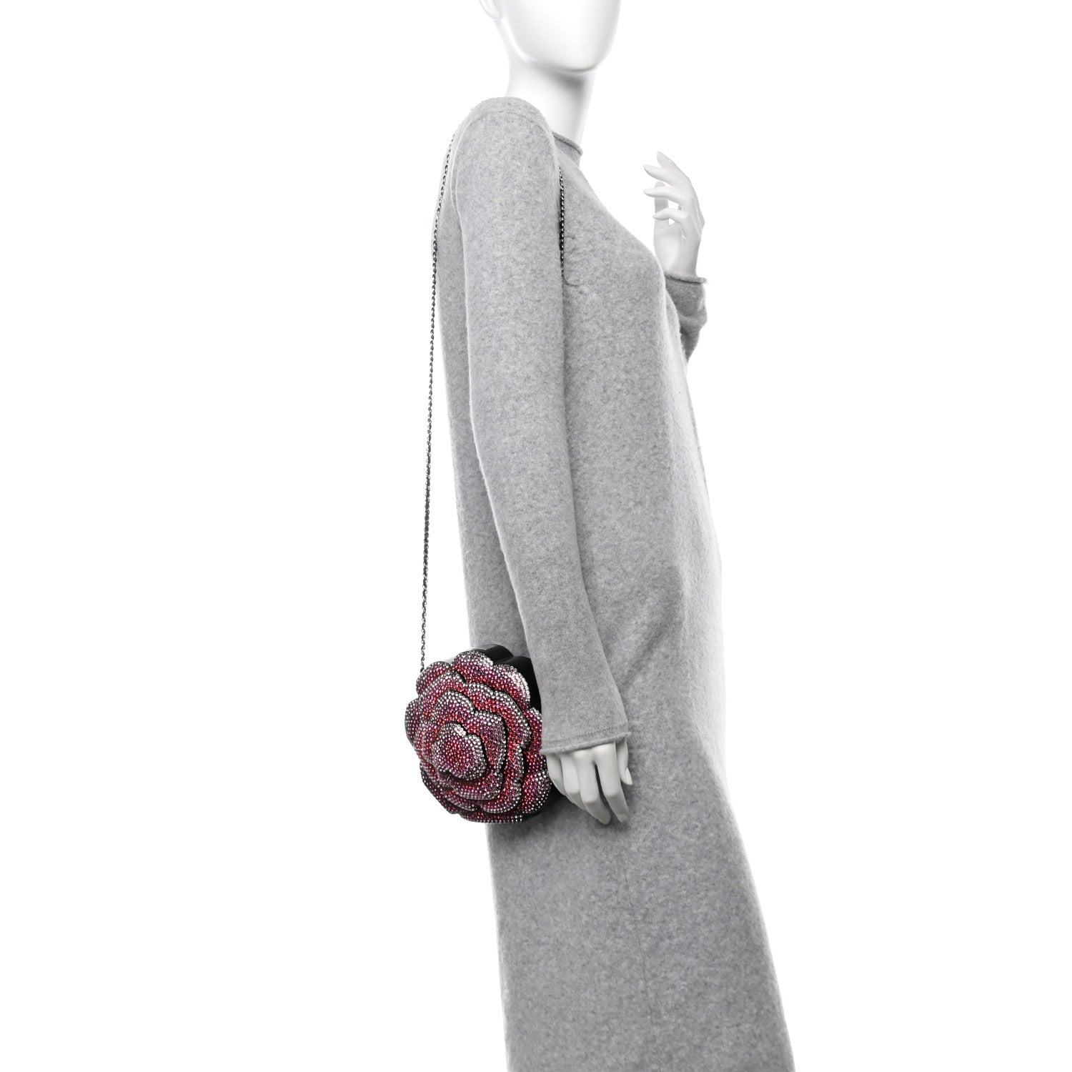 Chanel Plexiglass Strass Camellia Minaudiere Clutch Pink Black Multicolor 2 of 11