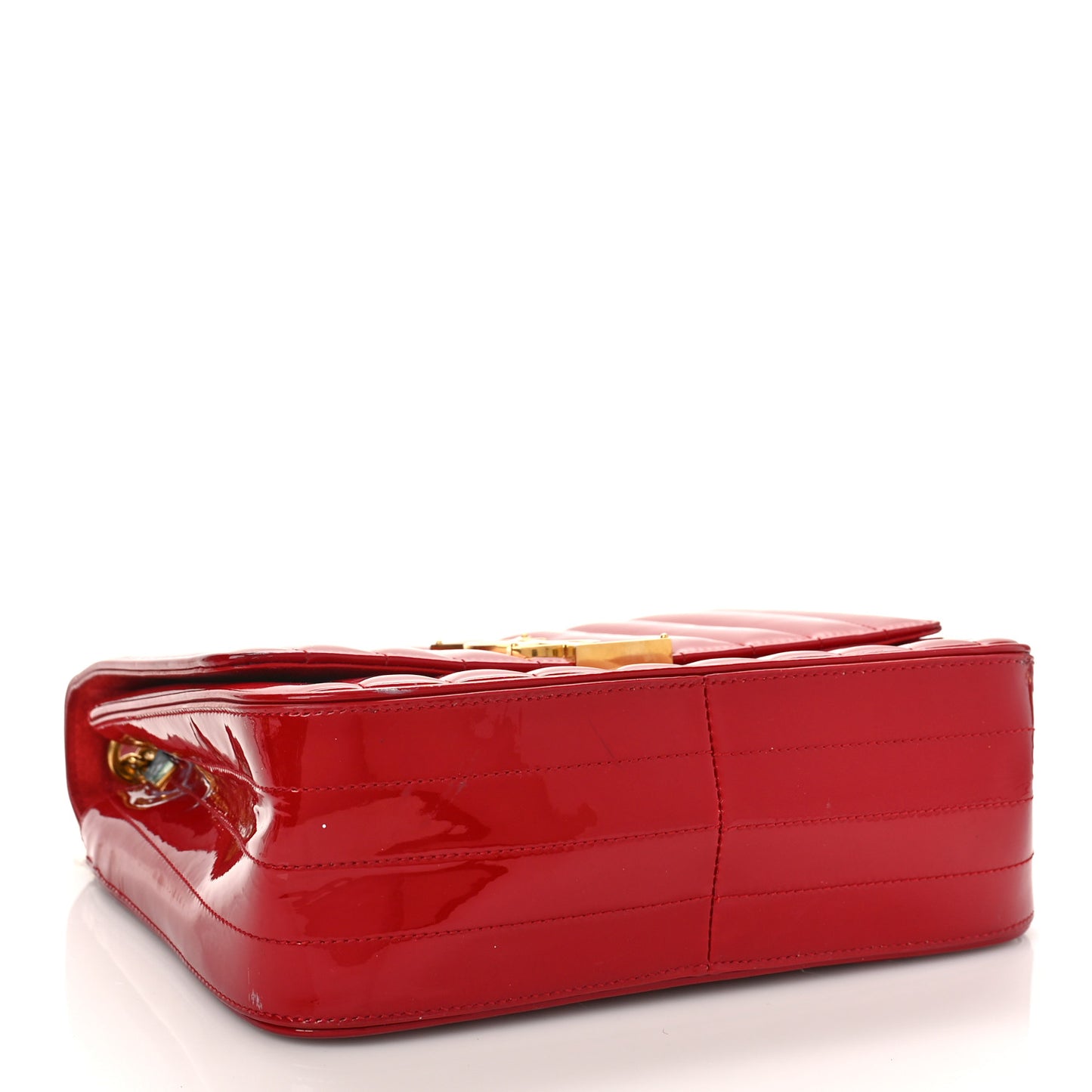 Patent Matelasse Monogram Large Vicky Chain Bag Rouge Eros