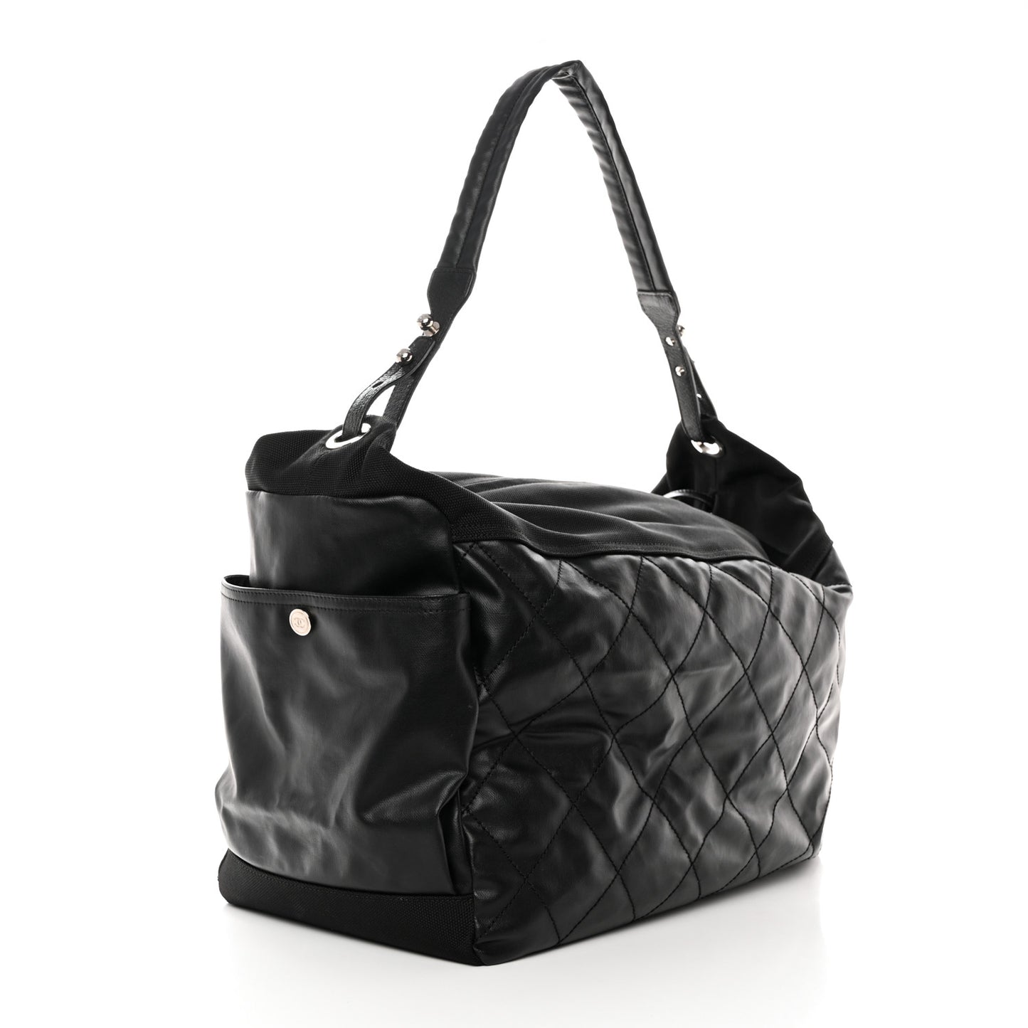 Coated Canvas Paris Biarritz XL Travel Bag Black