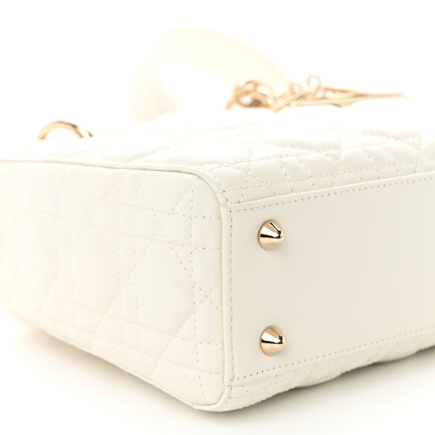 Lambskin Cannage Small Lucky Badges My Lady Dior White