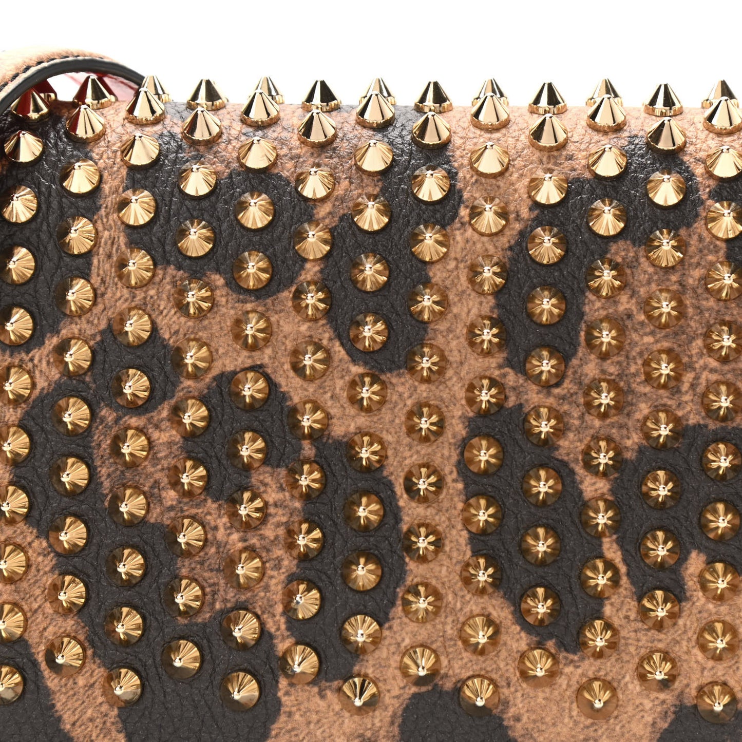 Calfskin Empire Leopard Spiked Zoompouch Crossbody Brown Gold