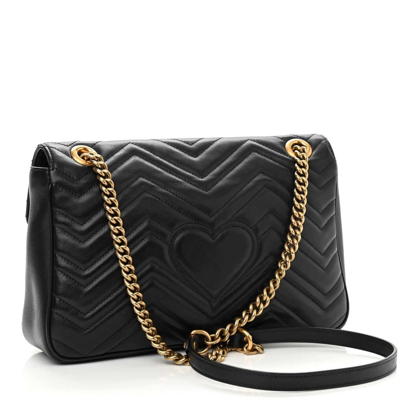 Calfskin Matelasse Medium GG Marmont Shoulder Bag Black