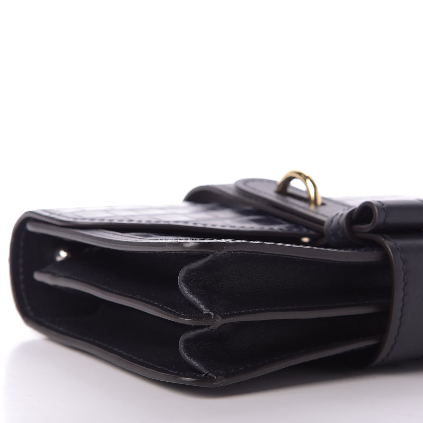 Calfskin Crocodile Embossed Aby Chain Shoulder Bag Full Blue