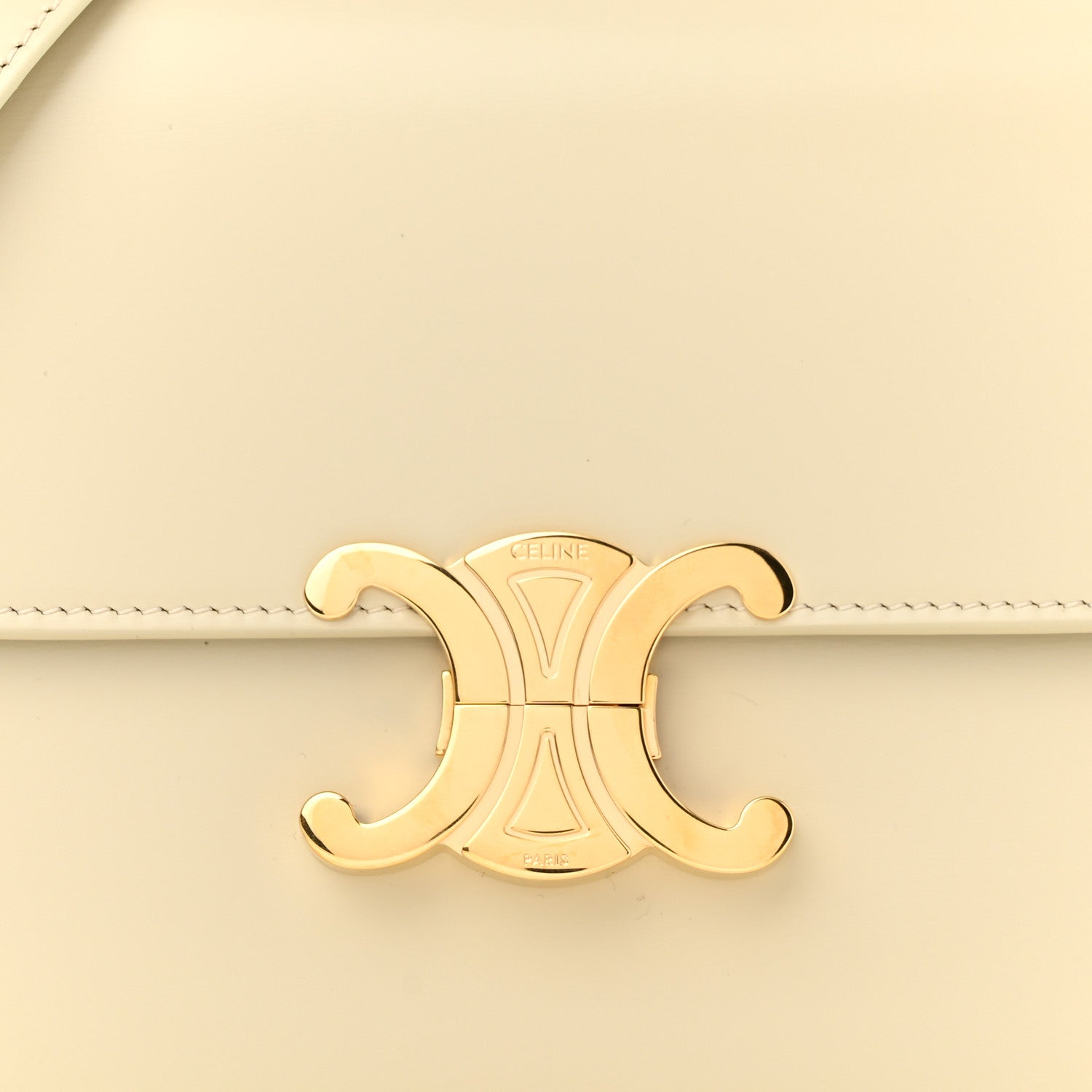 Celine Shiny Calfskin Medium Triomphe Limestone 7 of 9