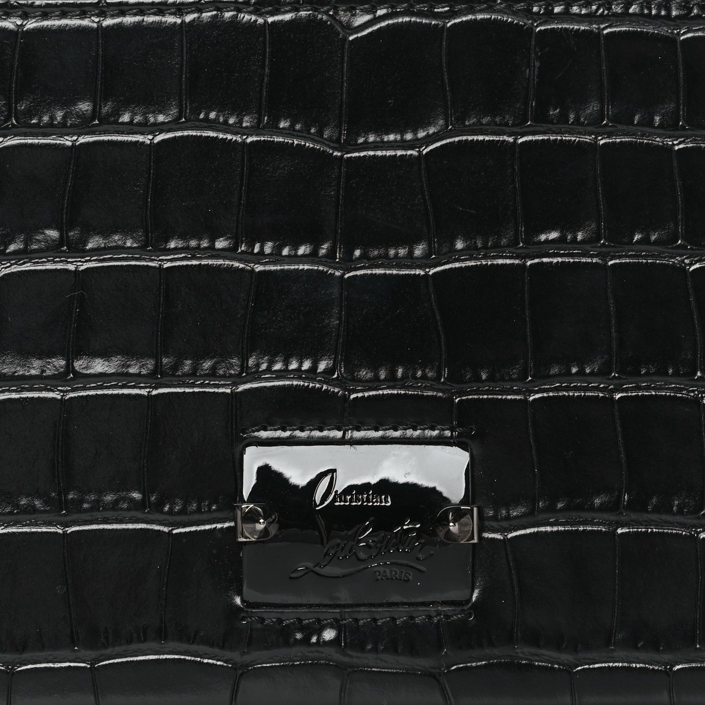 Crocodile Embossed Calfskin Kypipouch Travel Toiletry Case Black