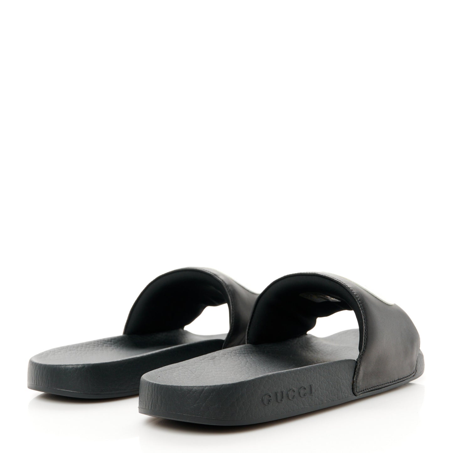 Nappa Miro Soft Calfskin Interlocking G Mens Slide Sandals 6 Black White