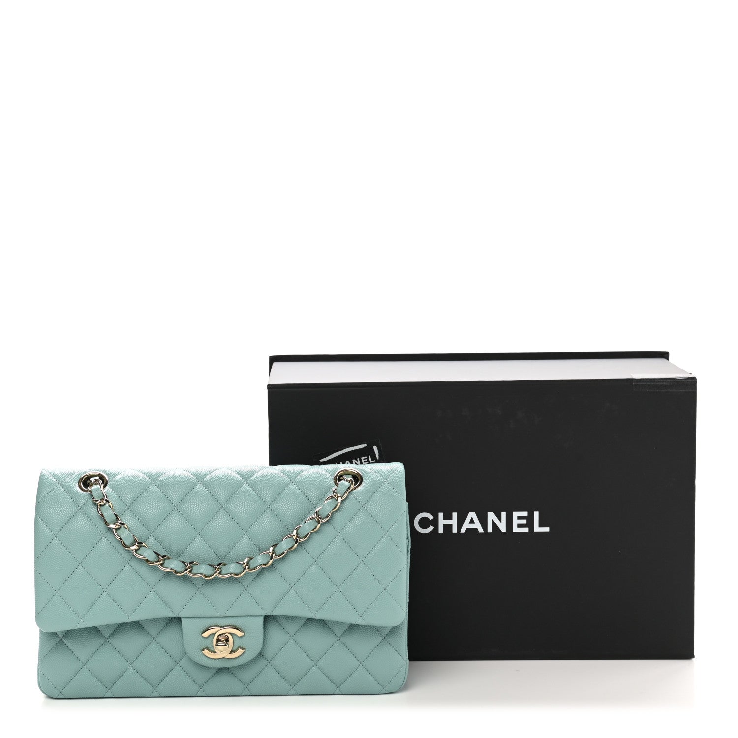 Chanel Caviar Quilted Medium Double Flap Light Blue 11 of 11