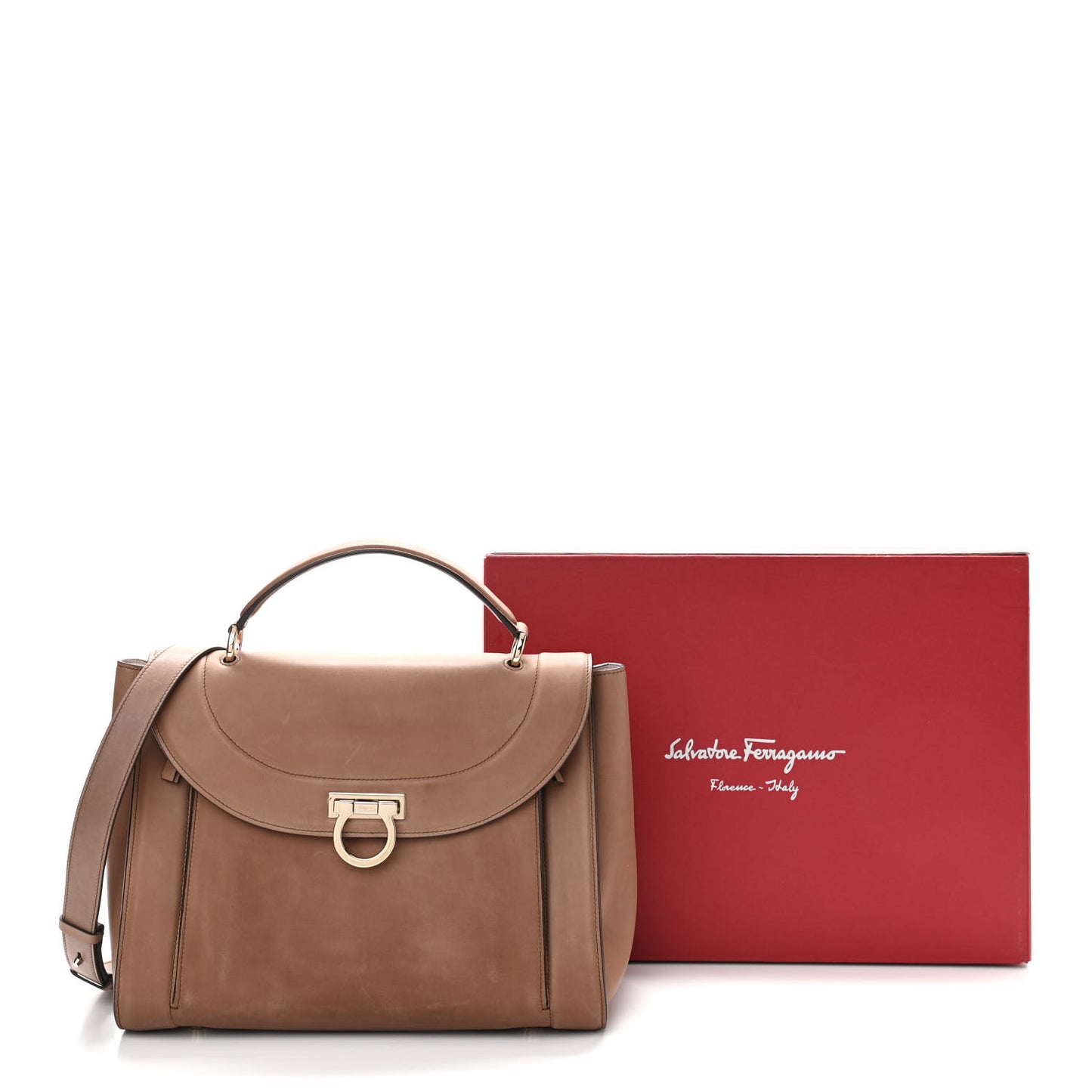 Calfskin Sofia Rainbow Top Handle Bag Moka