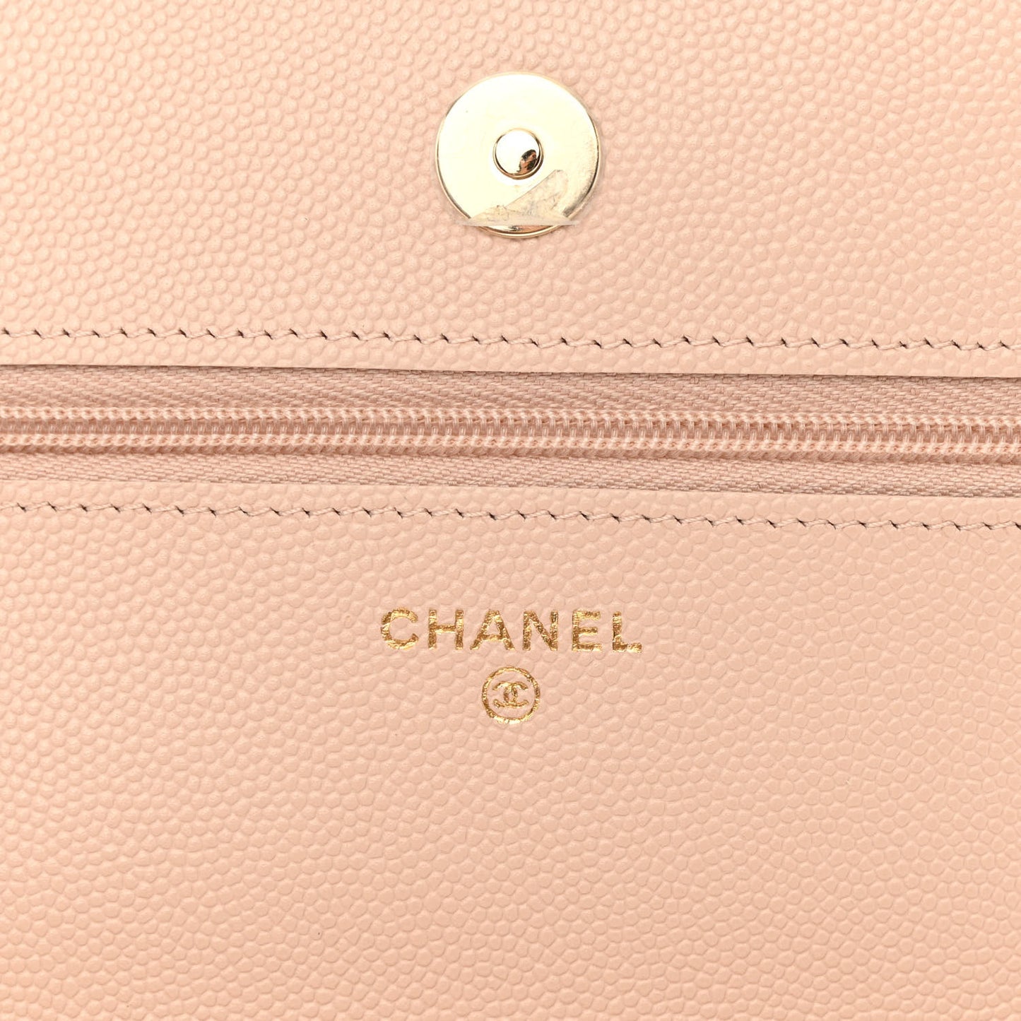 Caviar Quilted Wallet on Chain WOC Light Beige