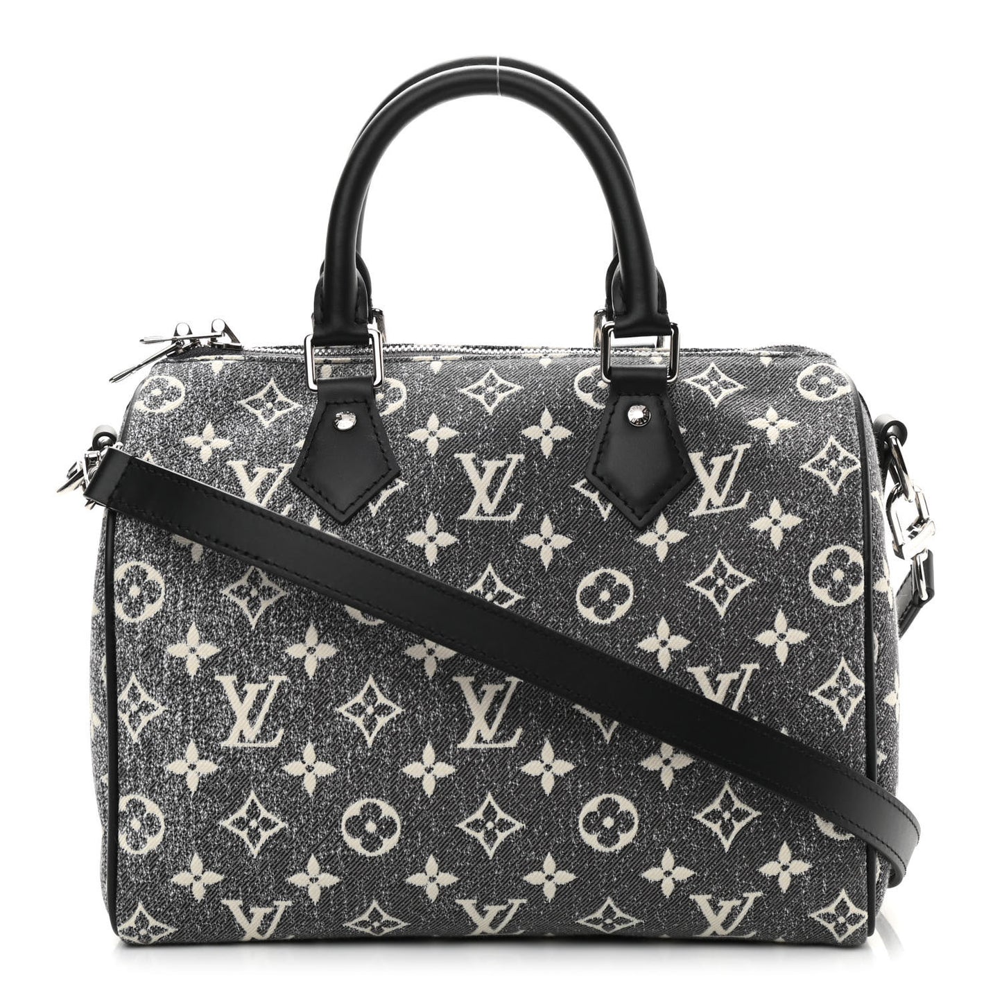 Denim Monogram Jacquard Speedy Bandouliere 25 Black