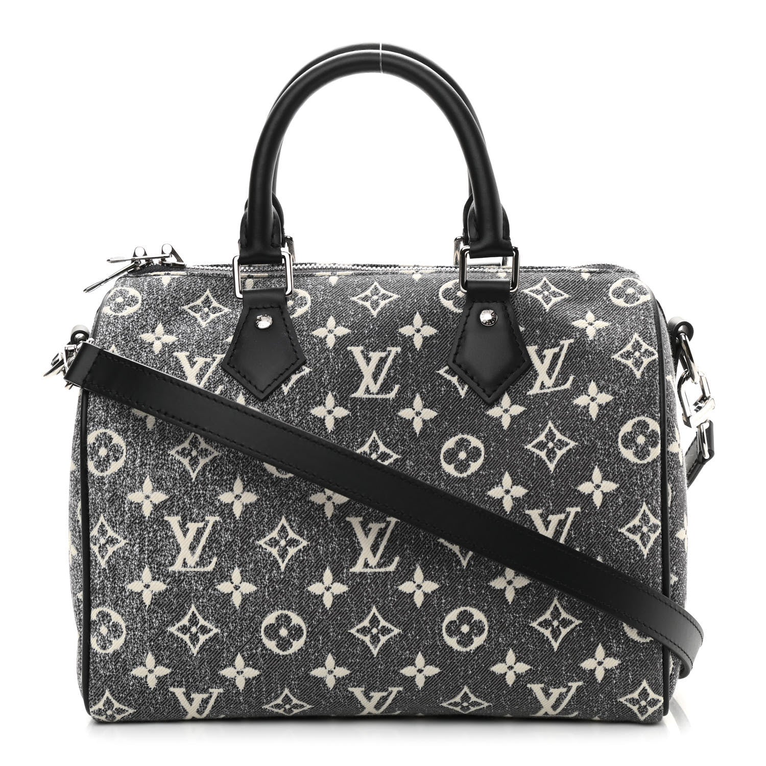 Louis Vuitton Denim Monogram Jacquard Speedy Bandouliere 25 Black 1 of 9