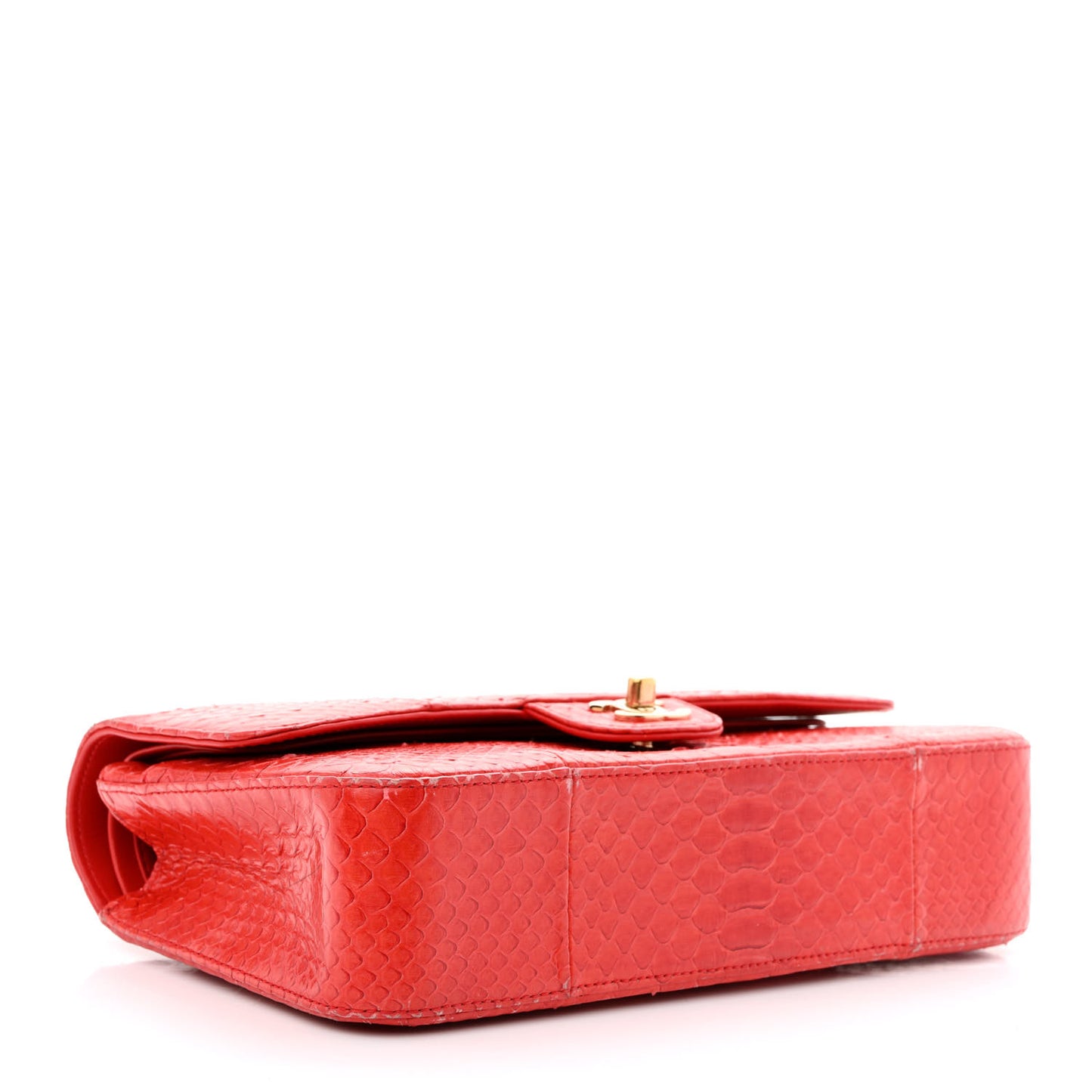 Snakeskin Medium Double Flap Red
