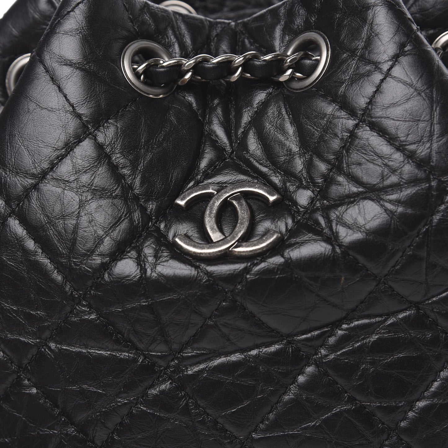 Aged Calfskin Quilted Small Gabrielle Backpack Black