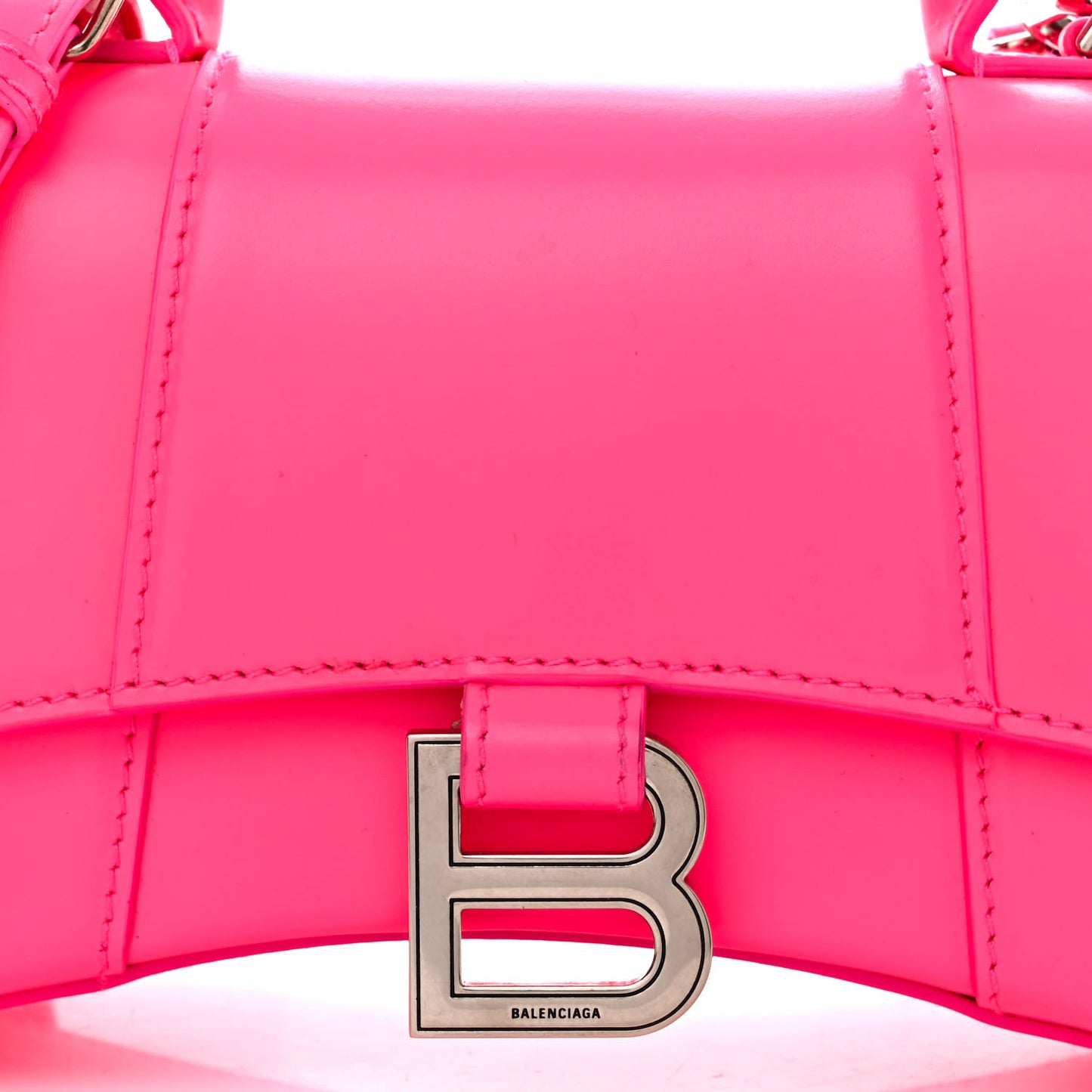 Shiny Box Calfskin Hourglass Top Handle Bag XS Hot Pink